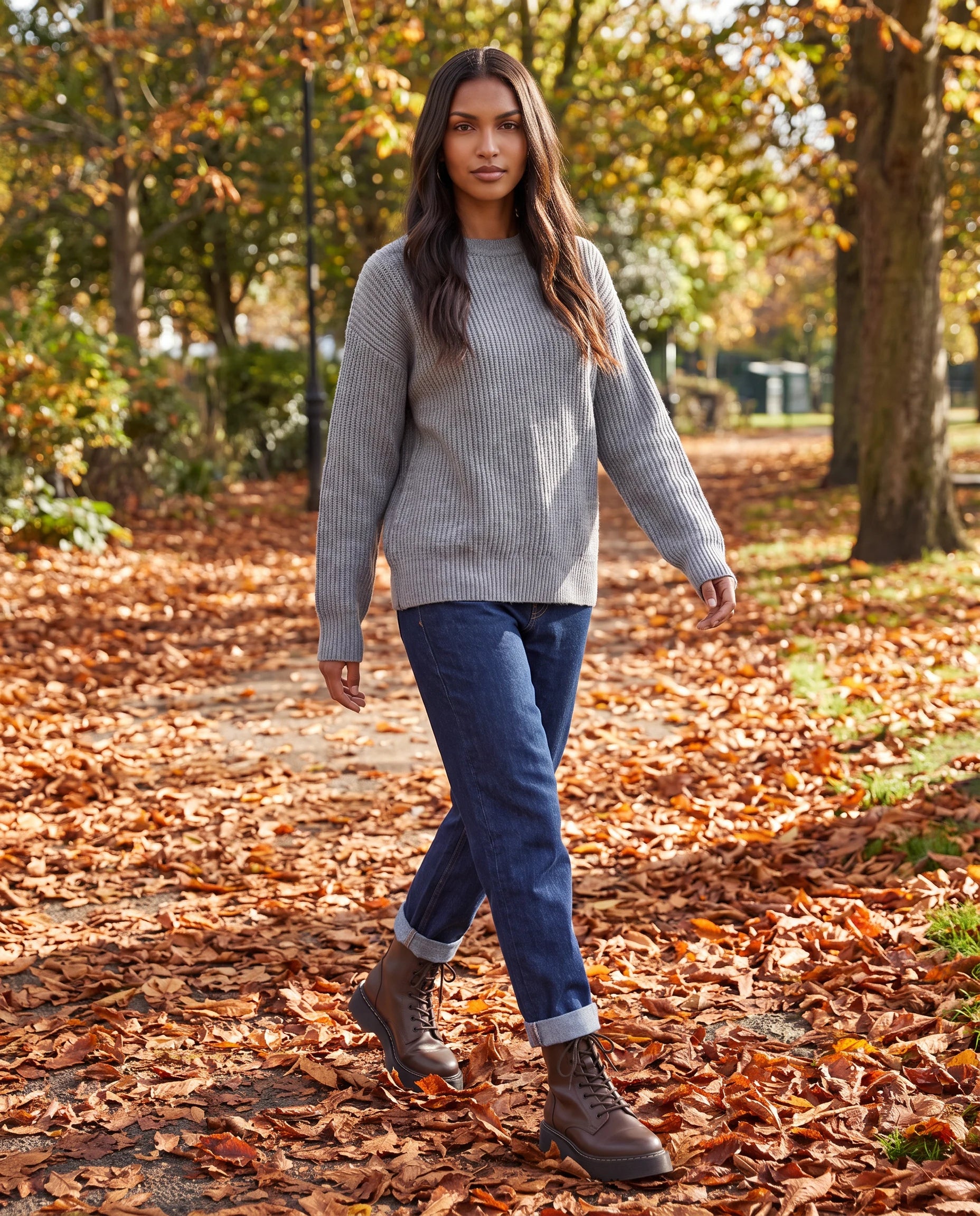 Bottines lacees a plateforme en simili Doriane Brun Cacao — portées en situation