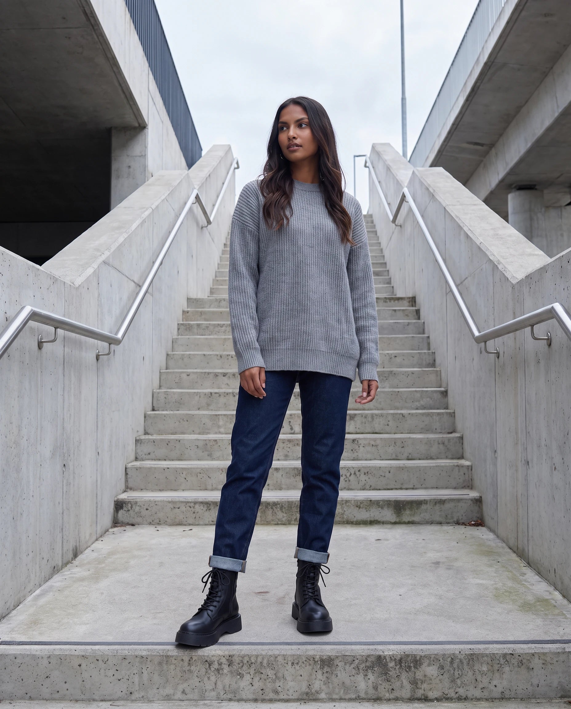 Bottines lacees a plateforme en simili Doriane Noir — portées en situation