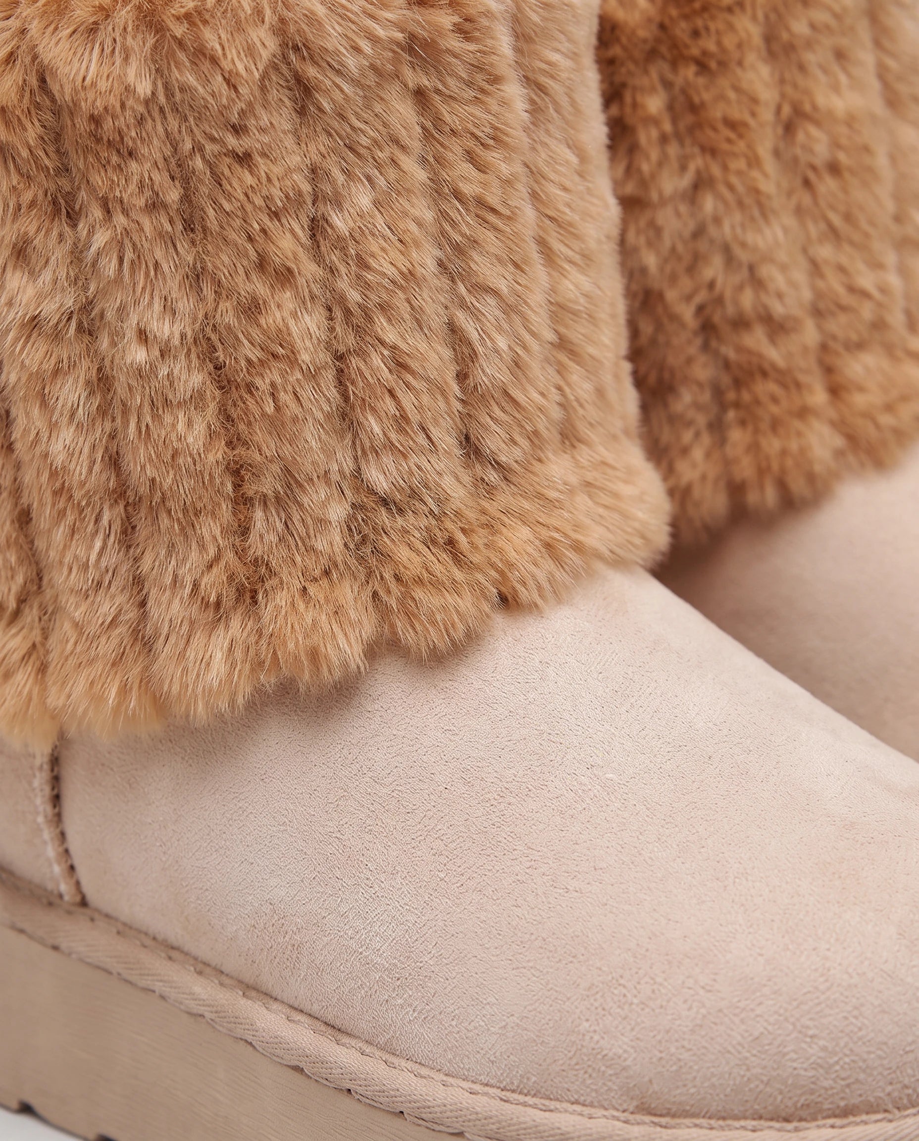 Bottines de neige à col fourrure et plateforme Yolène — Camel, packshot vue complémentaire