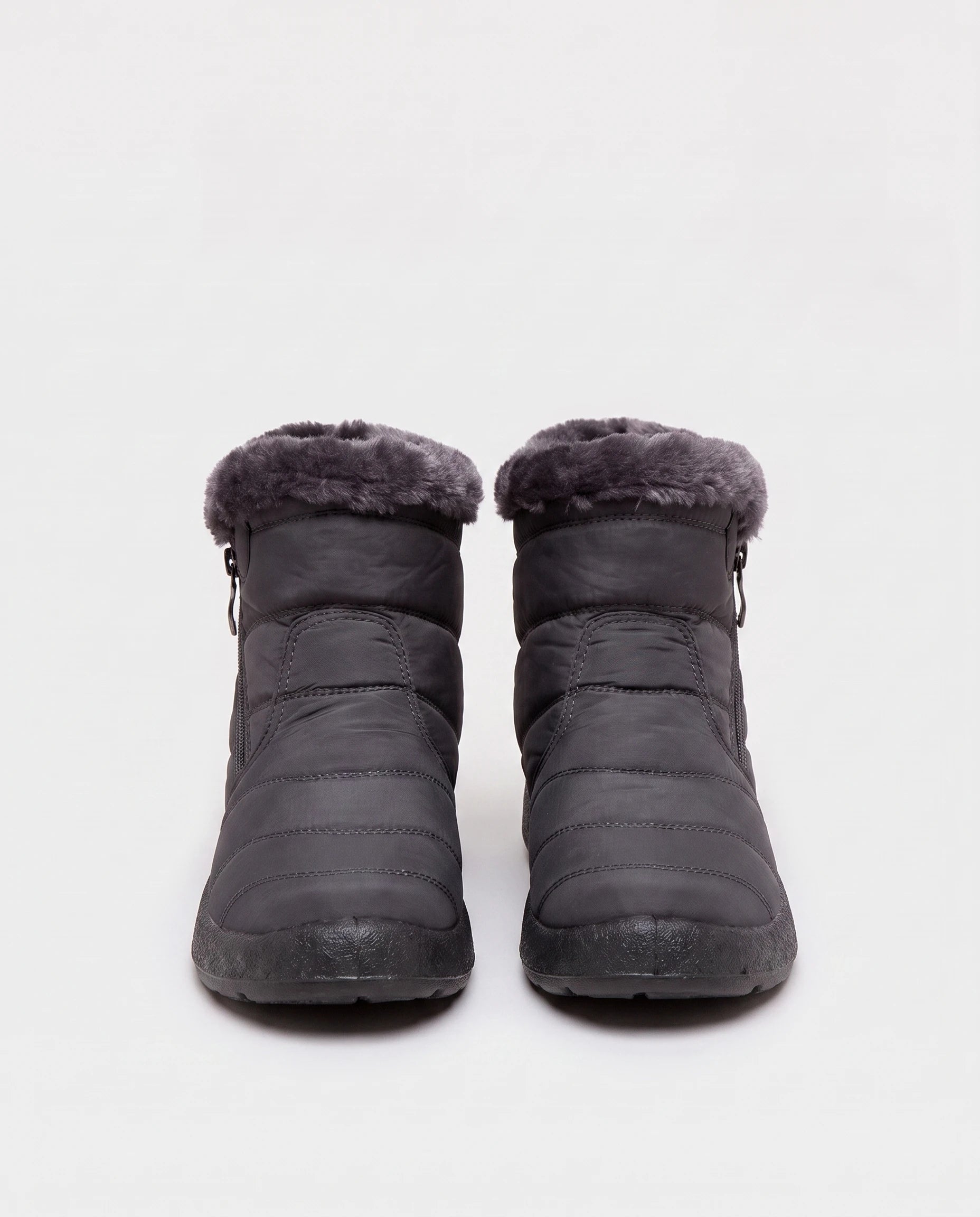 Bottines de neige fourrées Noëlle — Gris Anthracite, paire vue de face studio
