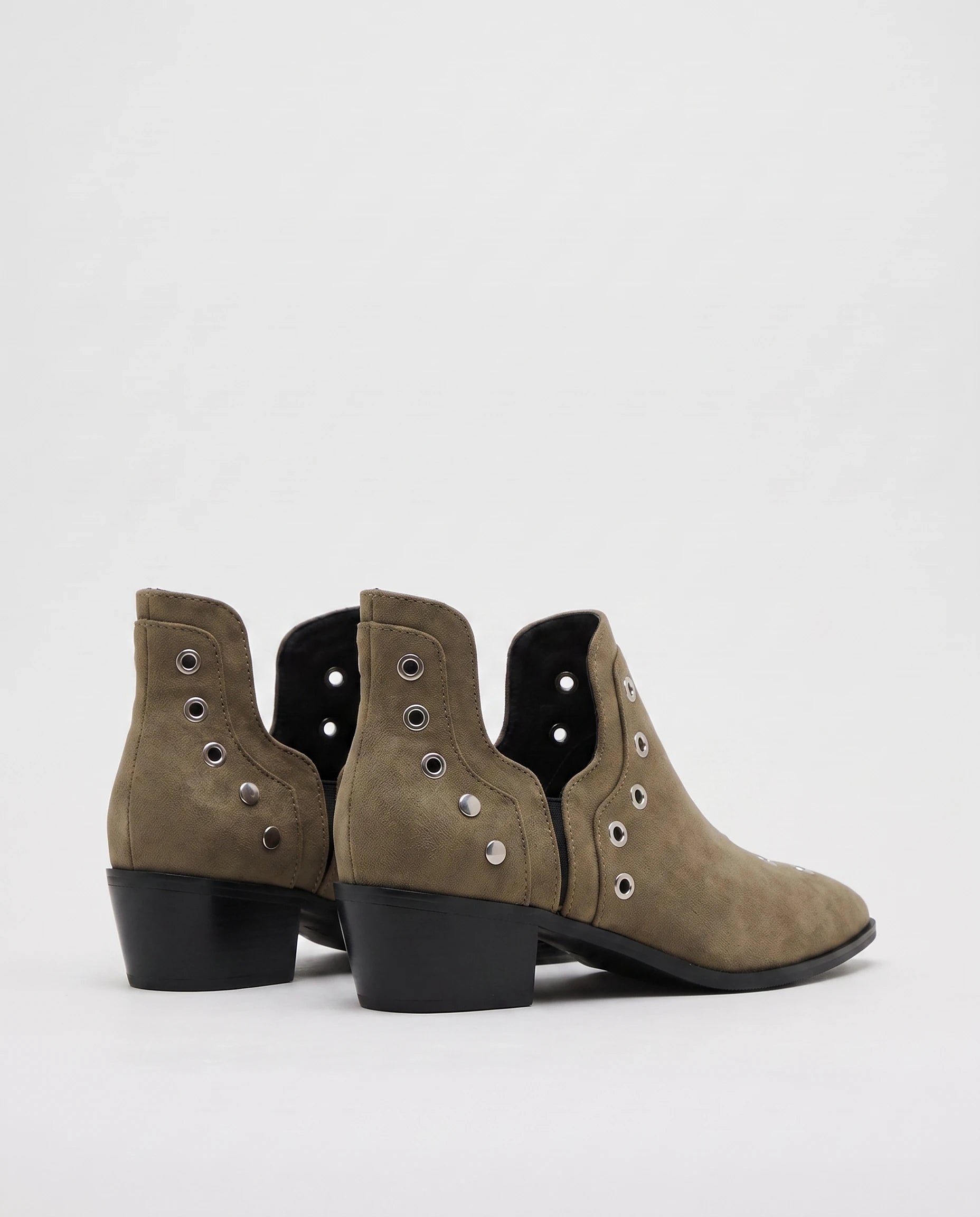Bottines western à œillets cloutés Azélie — Kaki, packshot vue complémentaire