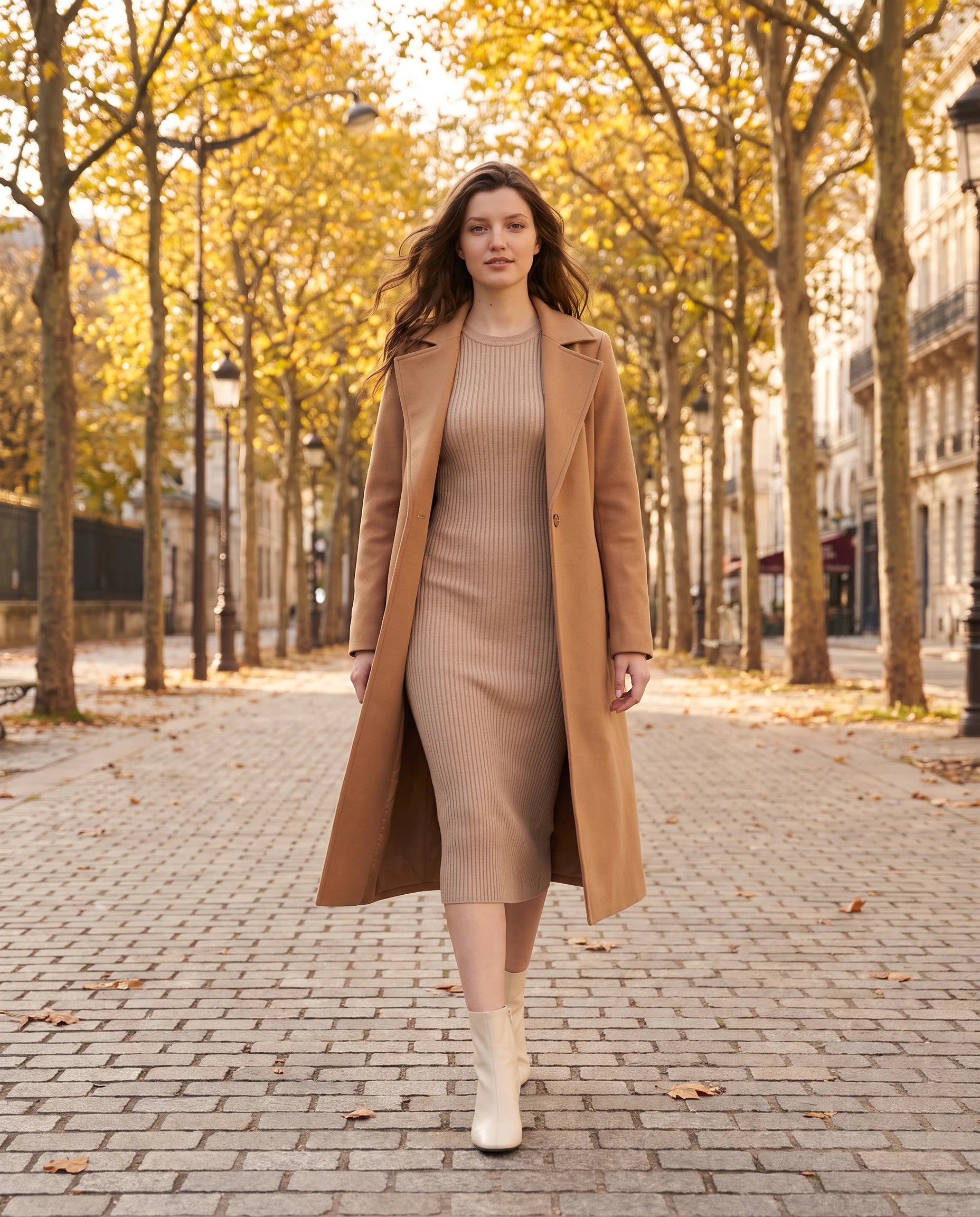 Bottines zippées en simili brillant Reine — Crème, portées en situation urbaine