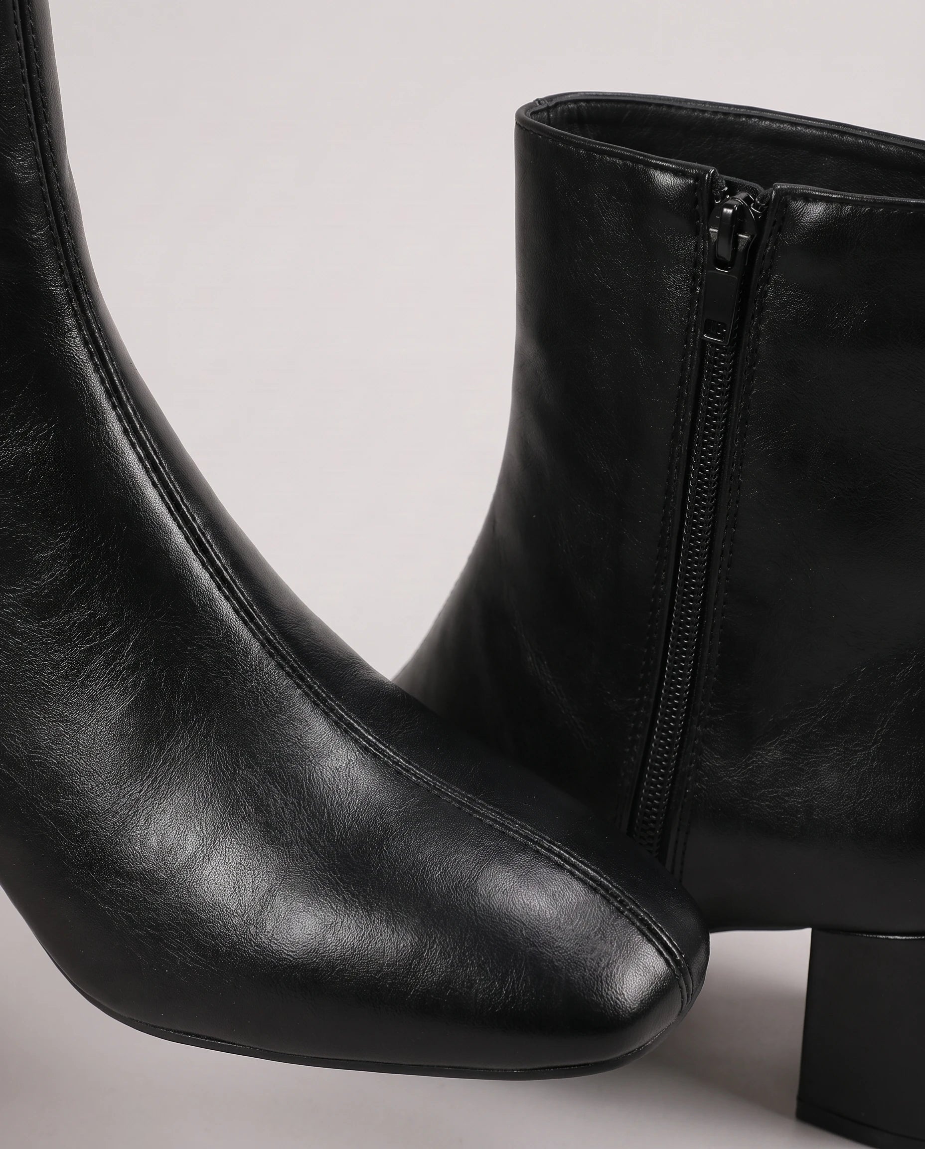 Bottines zippées en simili brillant Reine — Noir, packshot vue complémentaire