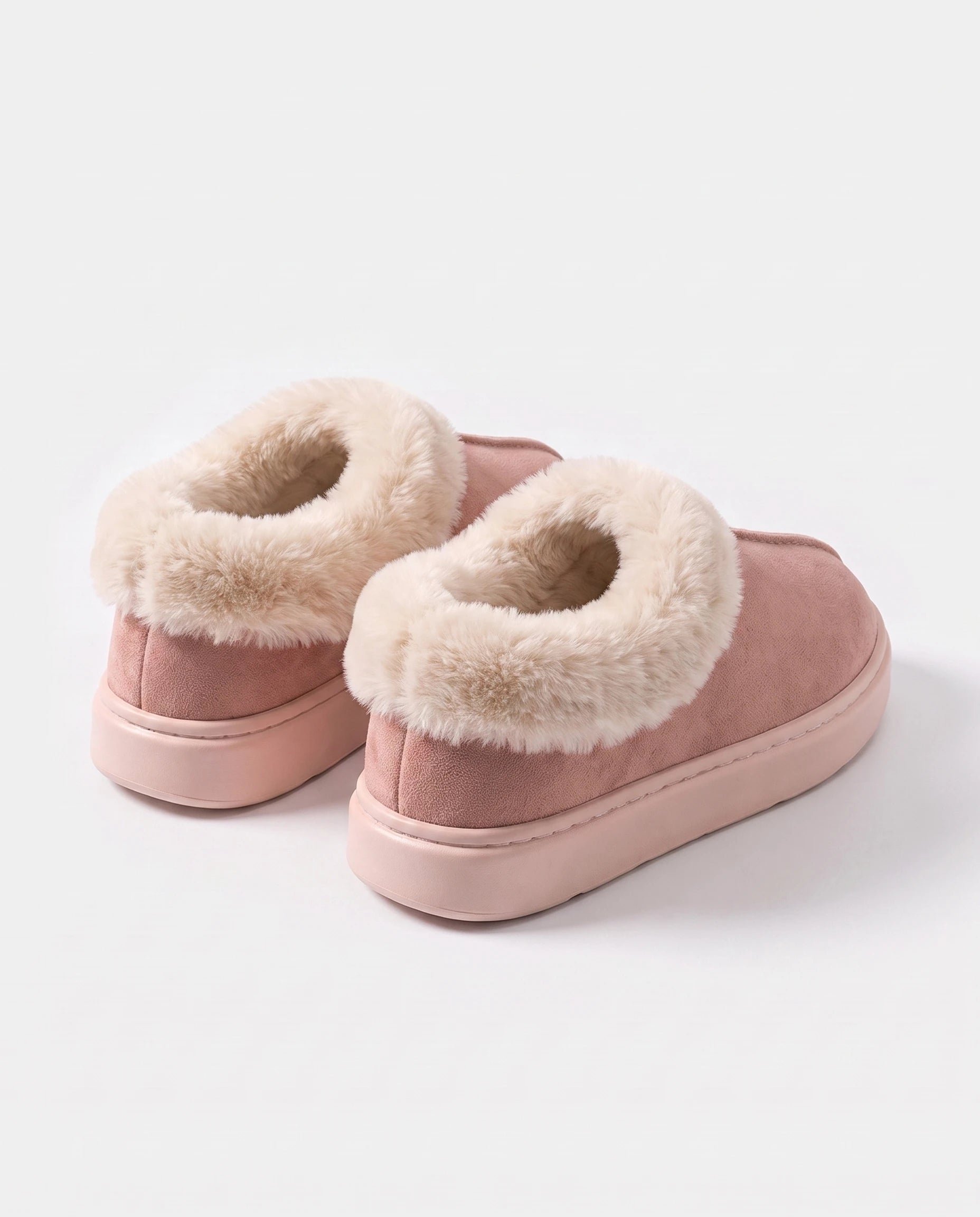 Chaussons bottines en peluche Roselène — Rose, packshot vue complémentaire