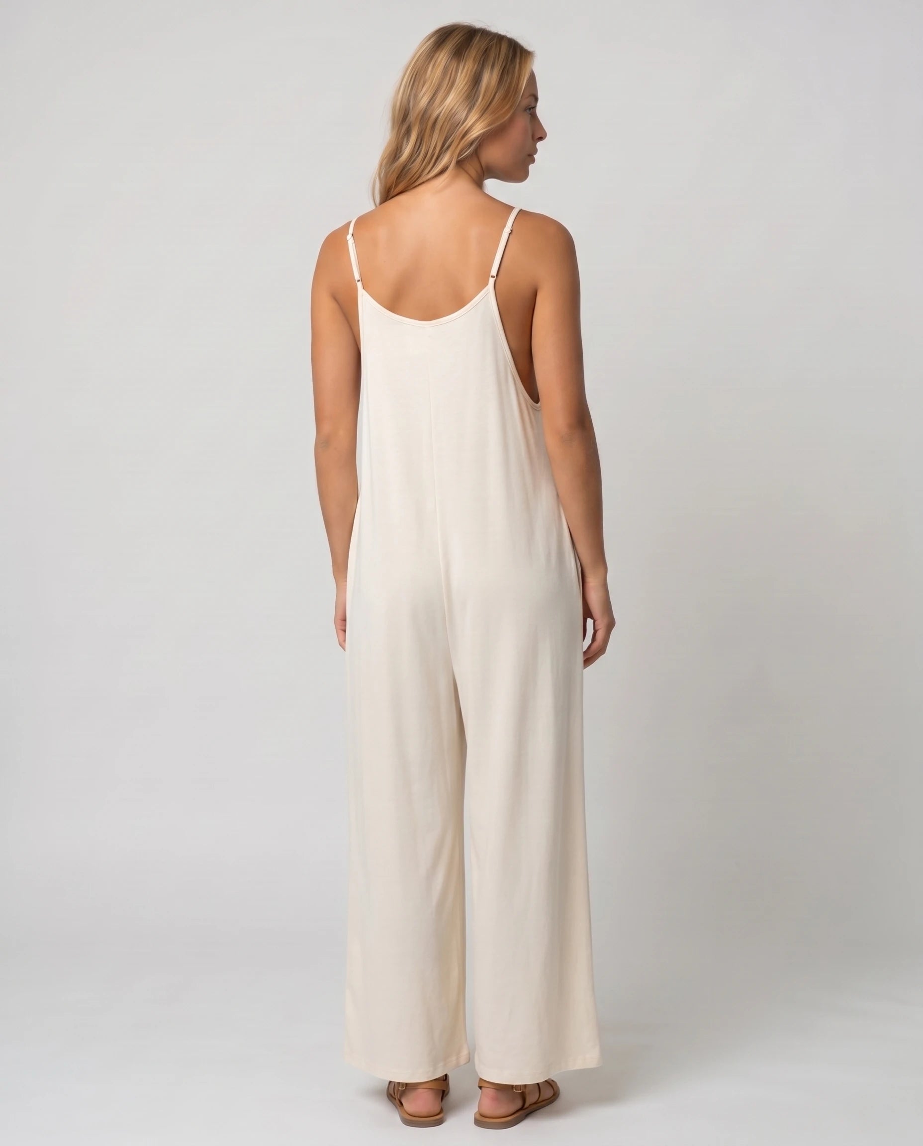 Combinaison ample jambe large Suzon - Blanc - studio dos