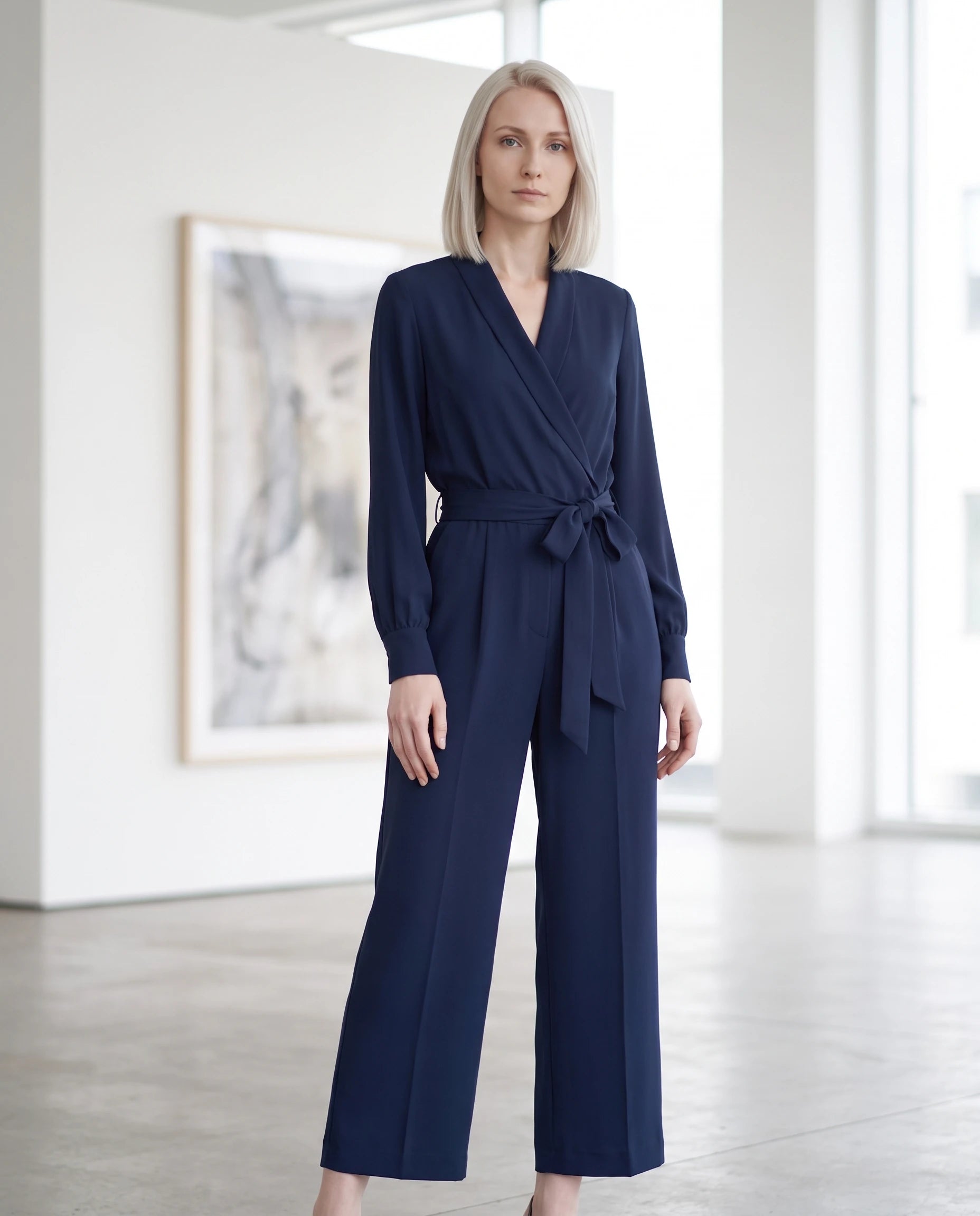 Combinaison cache-cœur bleu marine — galerie d'art