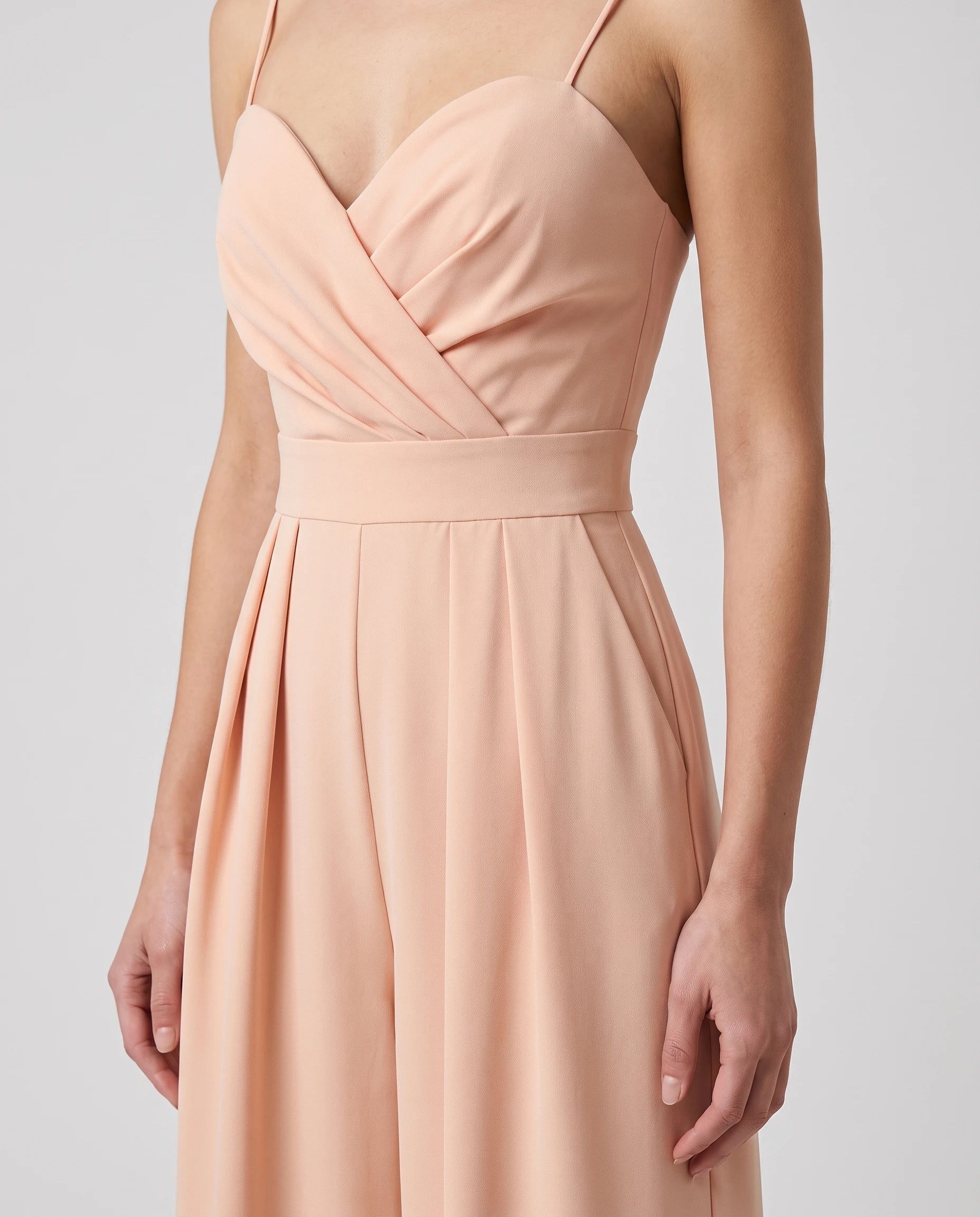 Combinaison habillée drapée Champagne - détail du bustier drapé