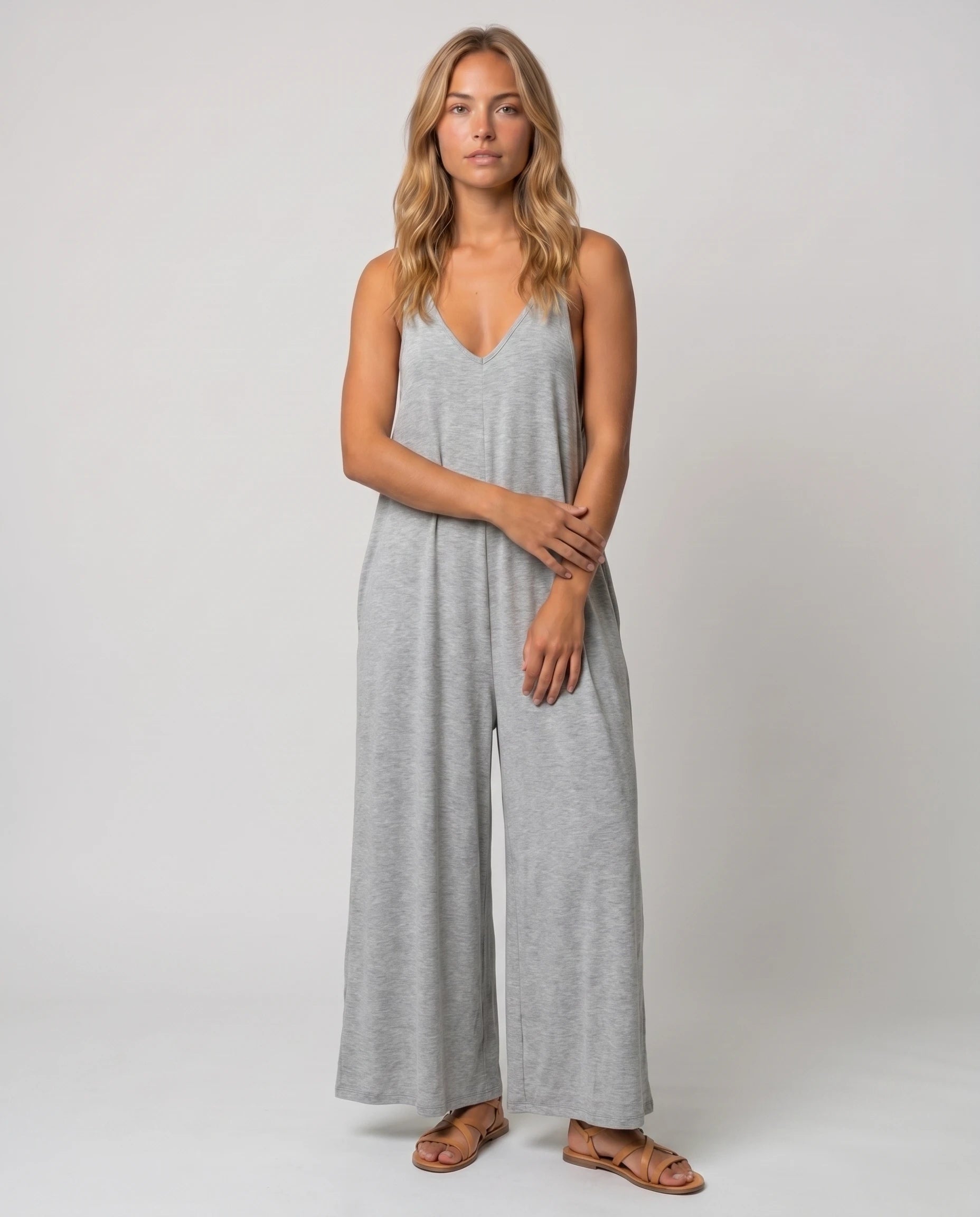 Combinaison ample jambe large Suzon - Gris - studio face