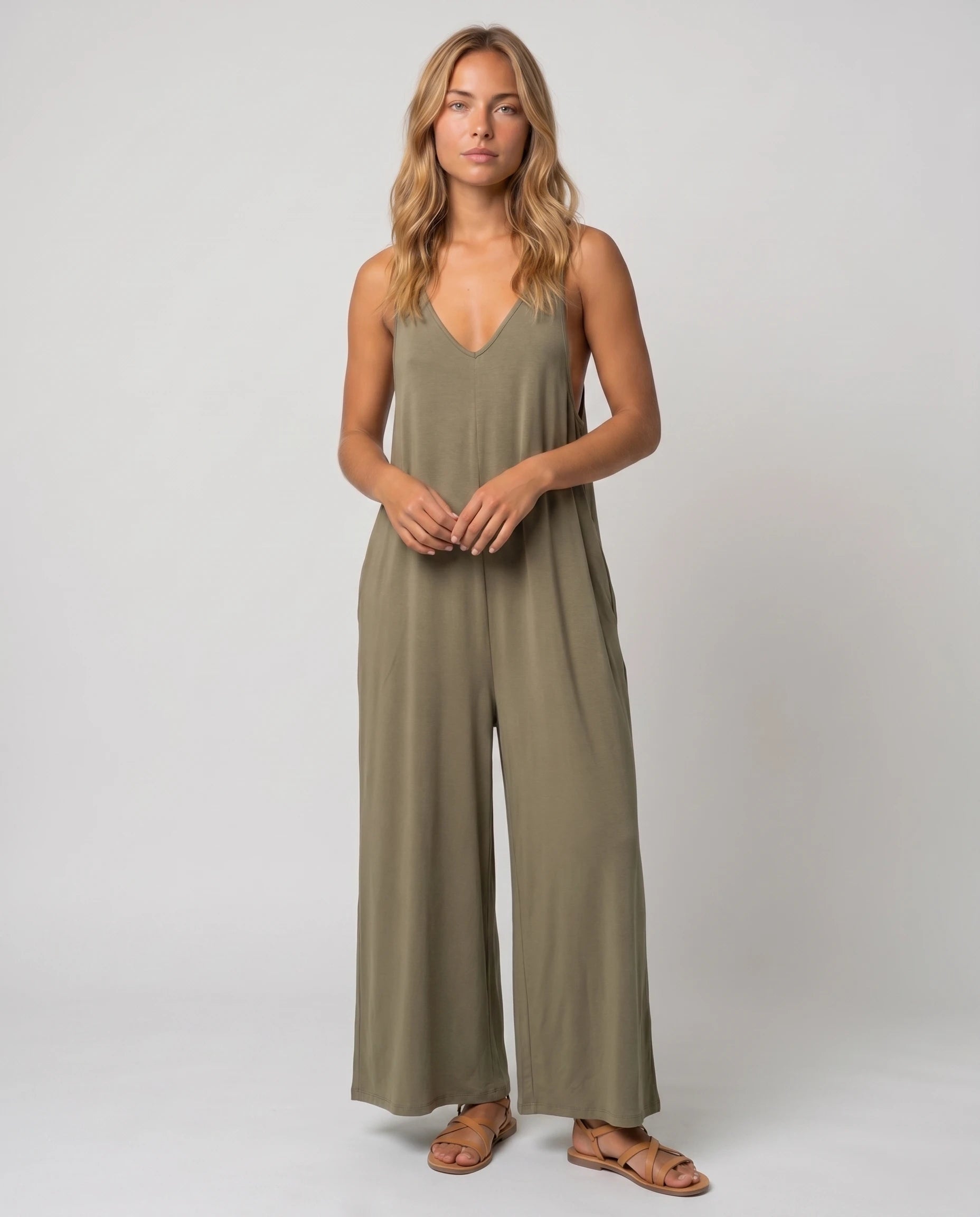 Combinaison ample jambe large Suzon - Kaki - studio face