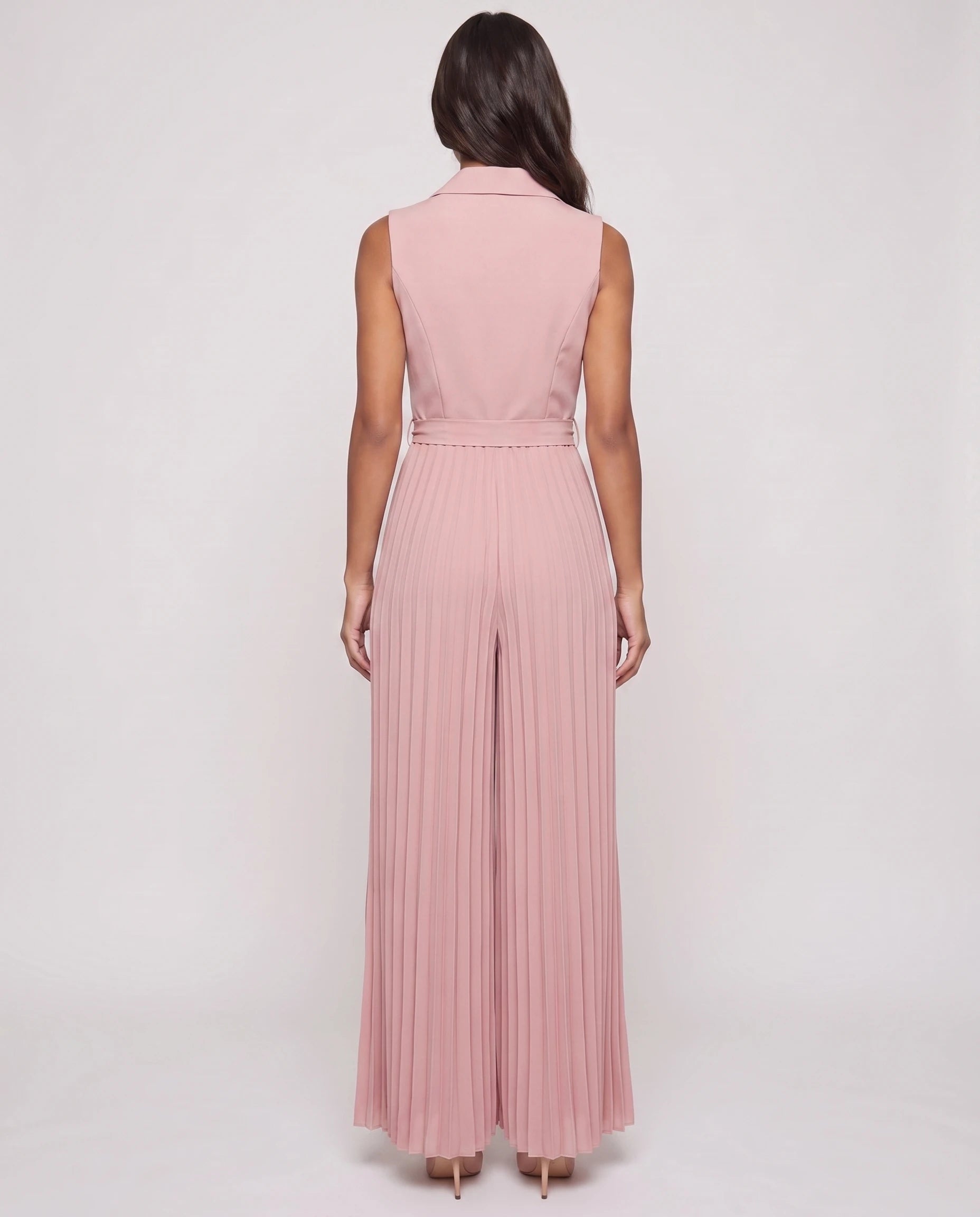 Combinaison habillée plissée à buste blazer Lucinde, coloris Rose, vue de dos