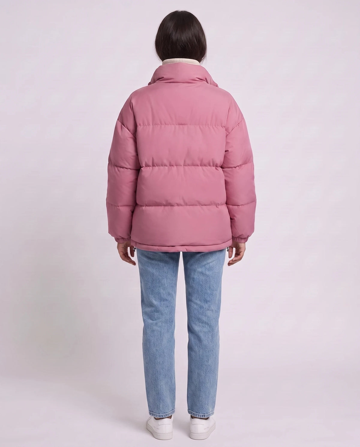 Doudoune courte oversize col montant zip contrasté Alice en Rose, vue de dos, caissons horizontaux