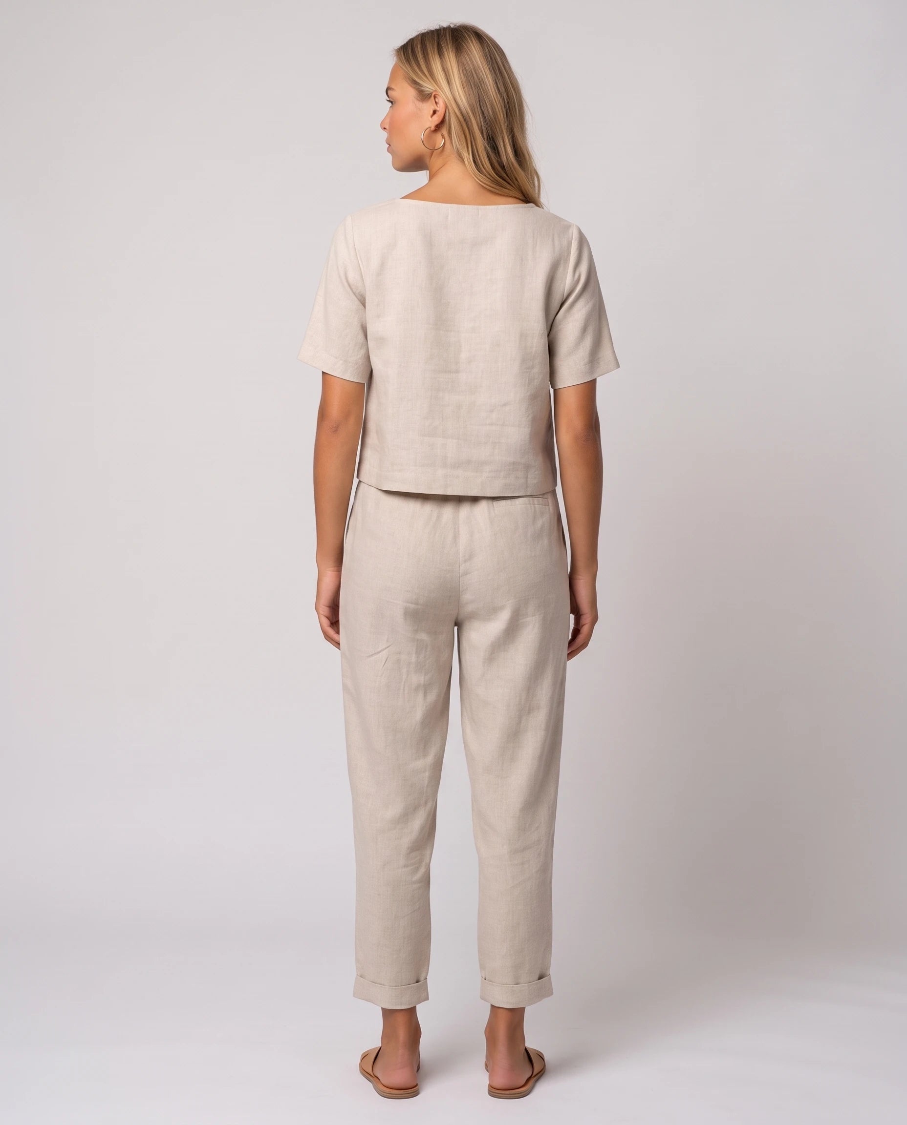 Ensemble en lin Éliane Beige — vue de dos
