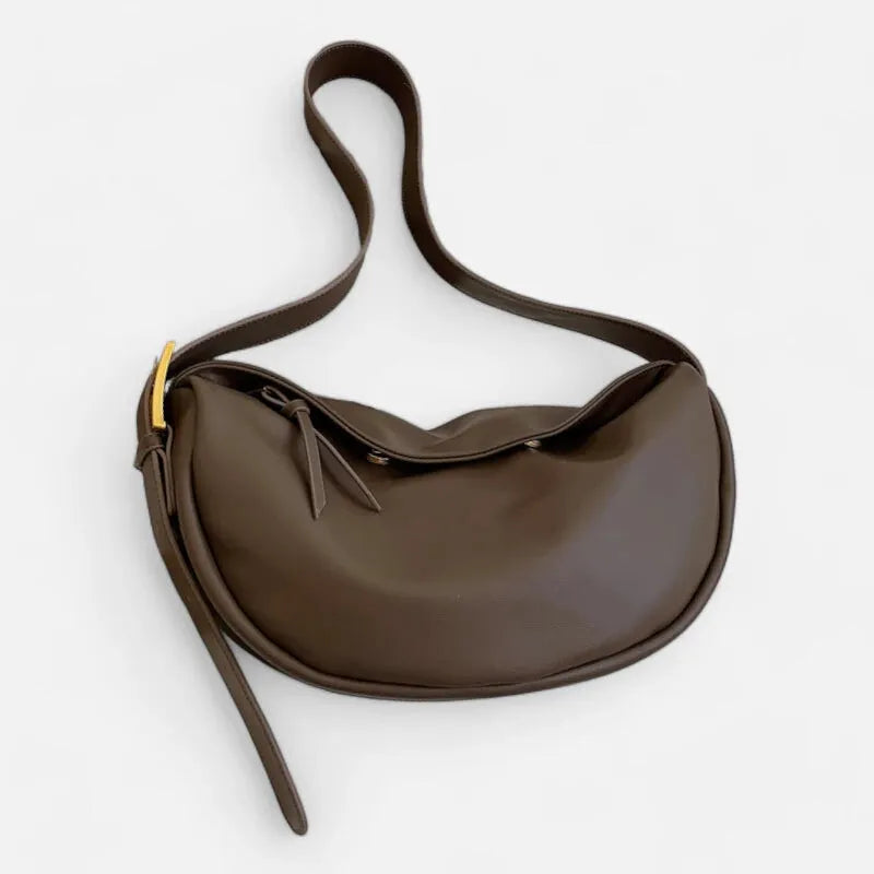 Grand sac à main banane demi-lune en cuir chic Marcelle