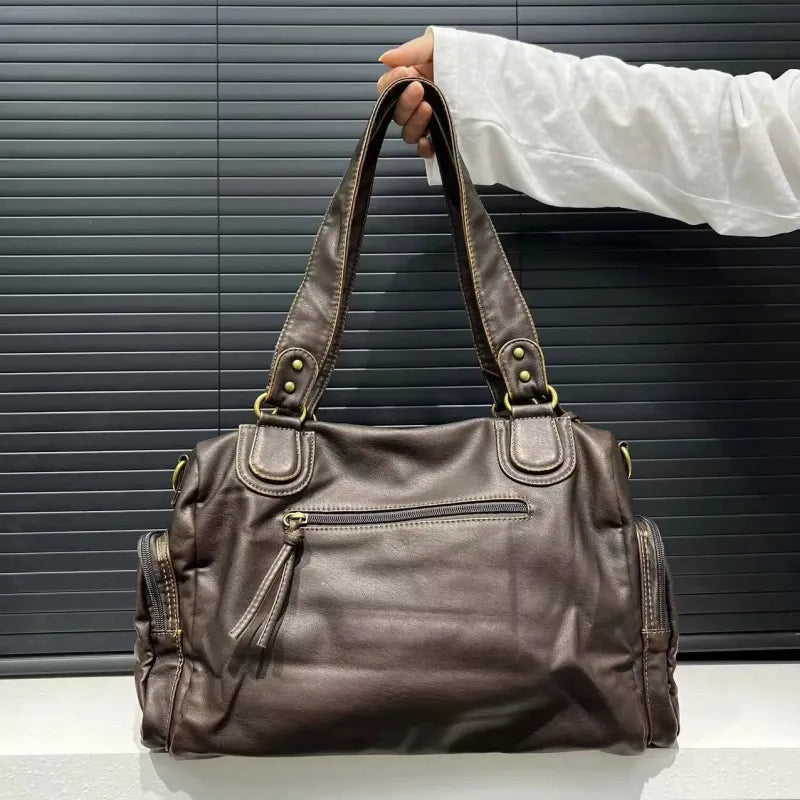 Grand sac à main bandoulière vintage de cours multipoches Zoé