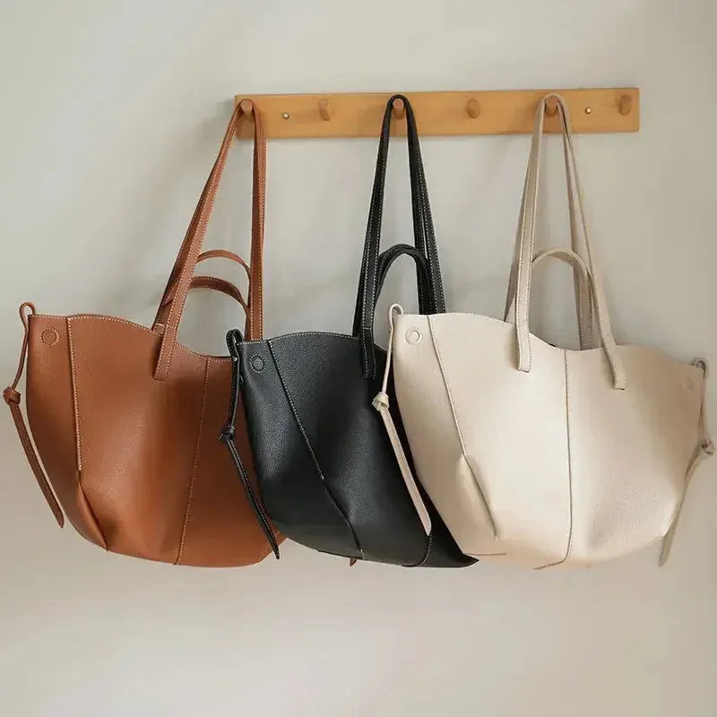 Grand sac à main cabas double porté avec sa pochette assortie Clara