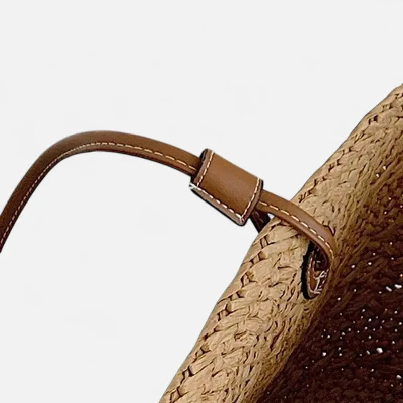 Grand sac à main cabas panier en paille double porté Louna