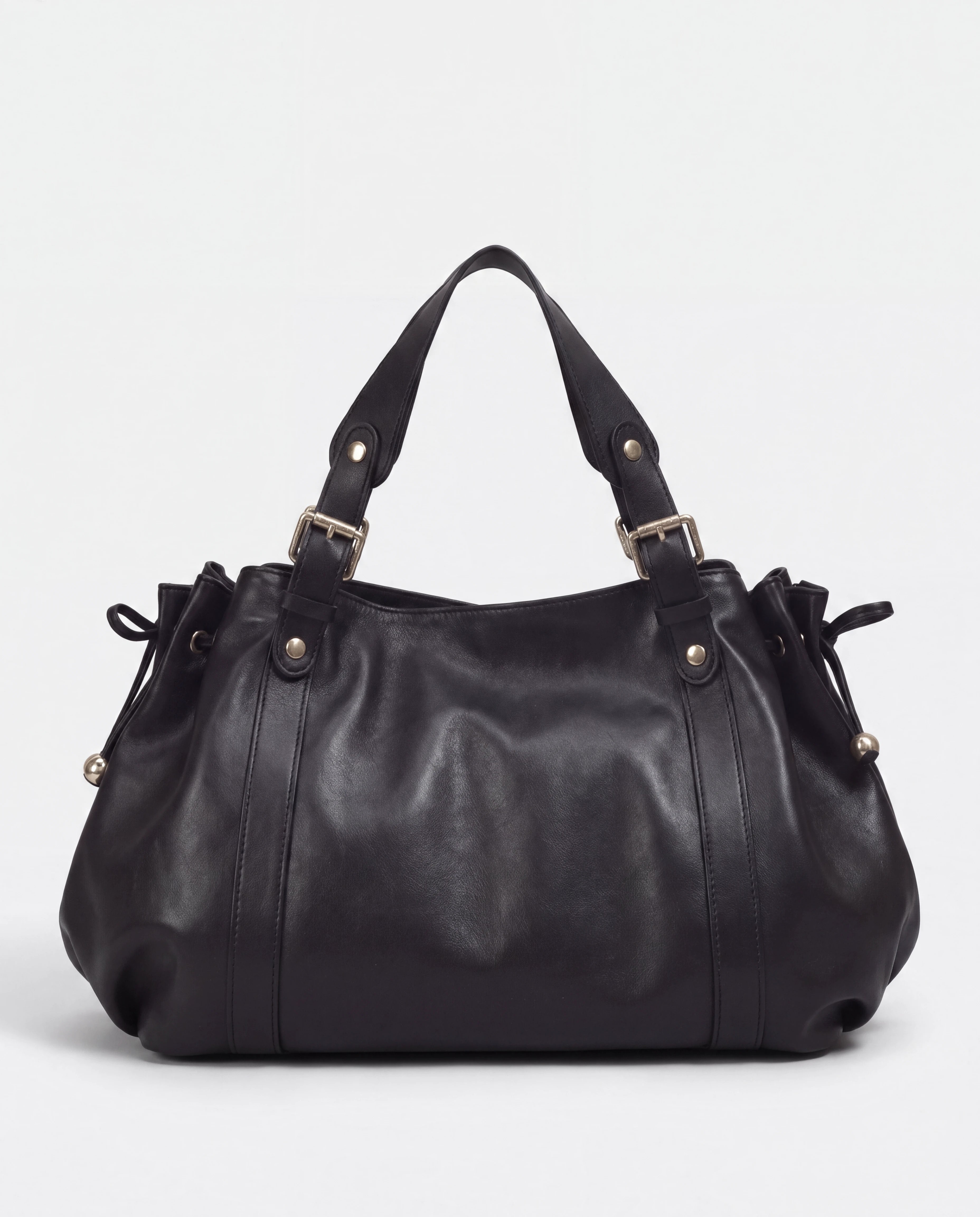 Grand sac à main de cours bowling souple Enora coloris Noir — vue de dos