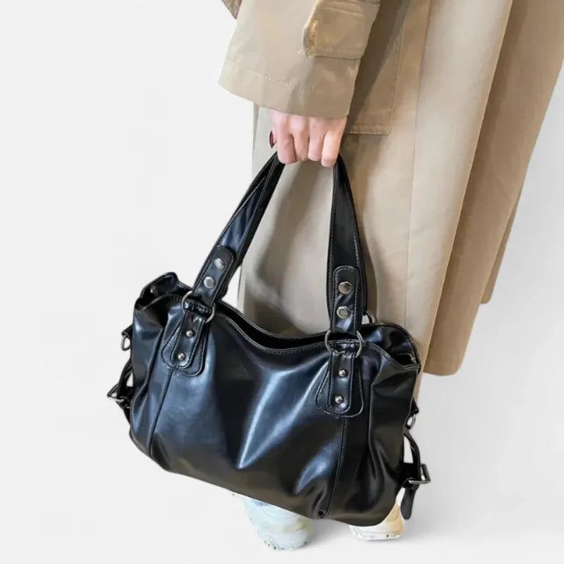 Grand sac à main de cours rétro souple à bandoulière Louise