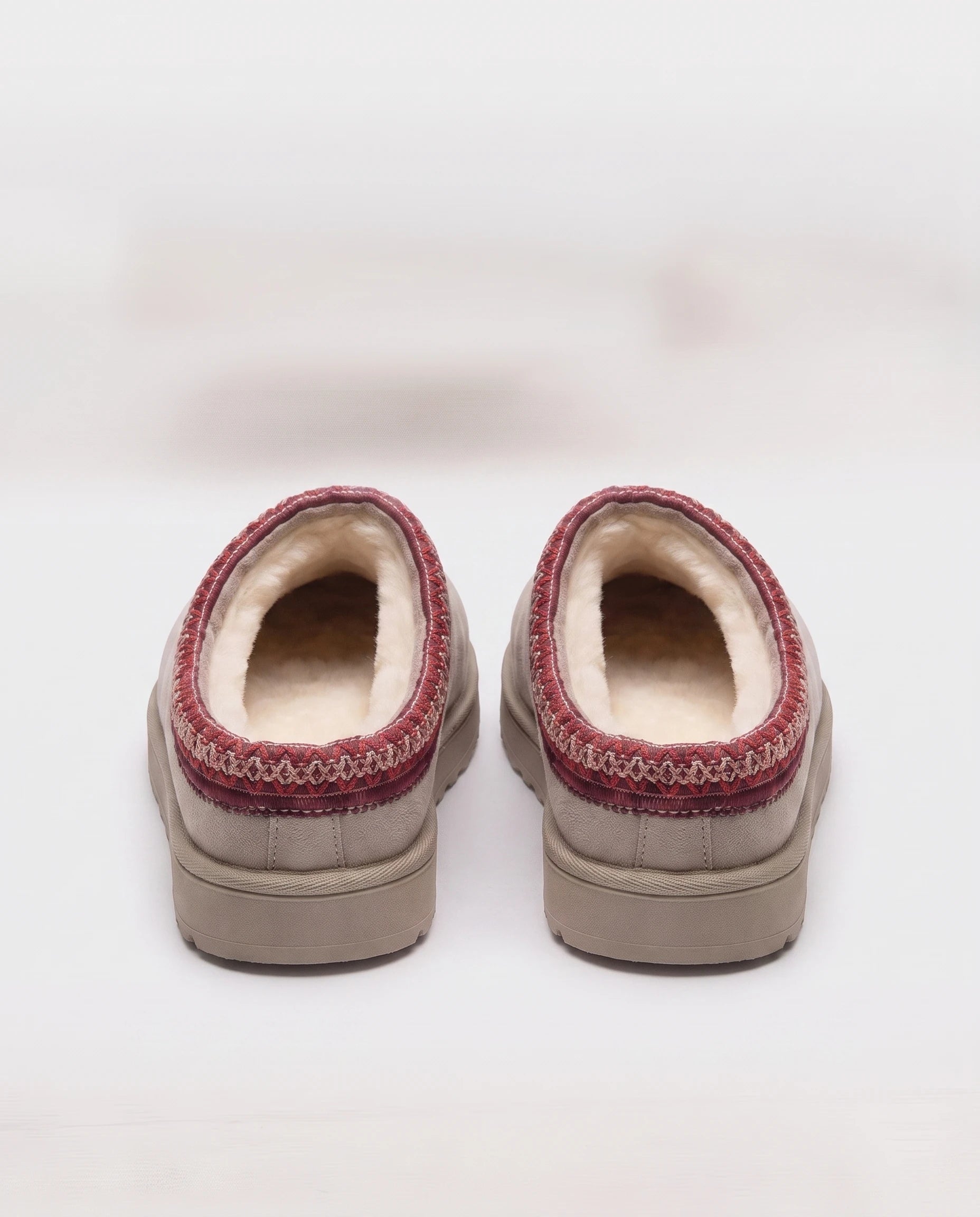 Mules cocooning fourrées à col brodé Bleuenn — Beige, packshot vue complémentaire