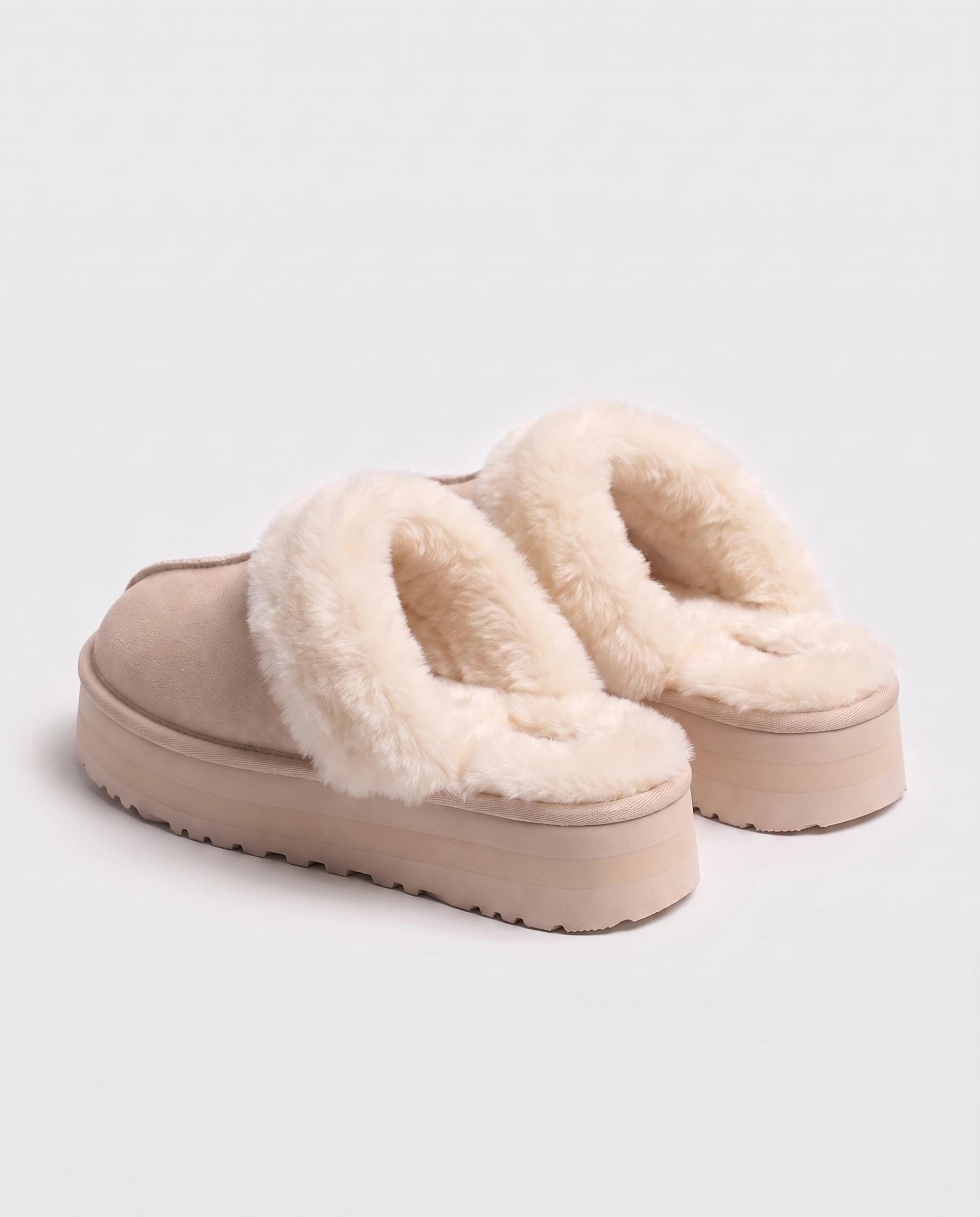 Mules cocooning à plateforme et col fourrure Zita — Beige, packshot vue complémentaire