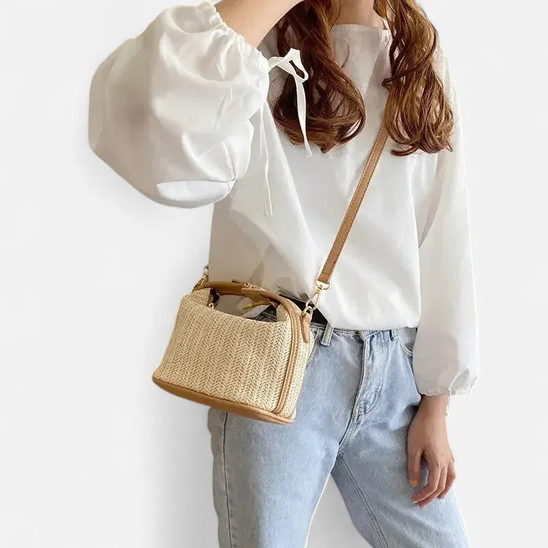 Petit sac à main bandoulière en paille Éléa