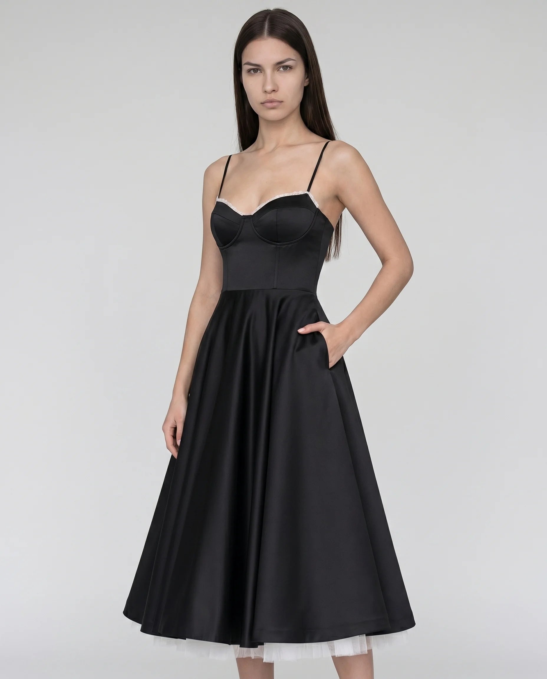 Robe Corset Tulle Céleste Noir — vue 3