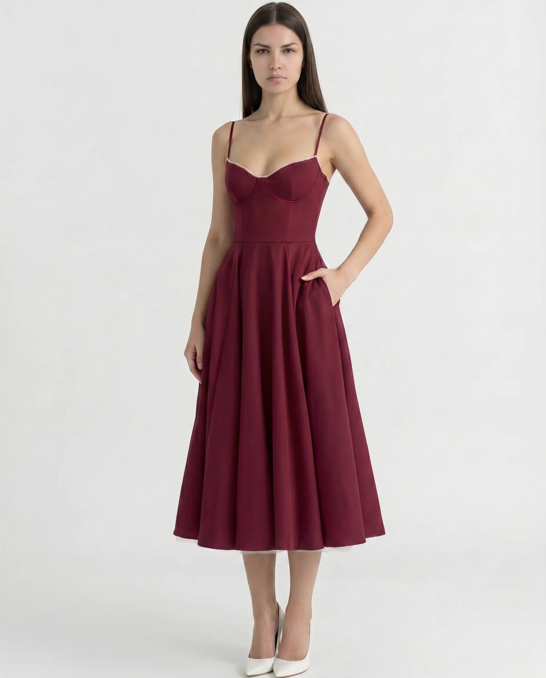 Robe Corset Tulle Céleste Bordeaux — vue 3