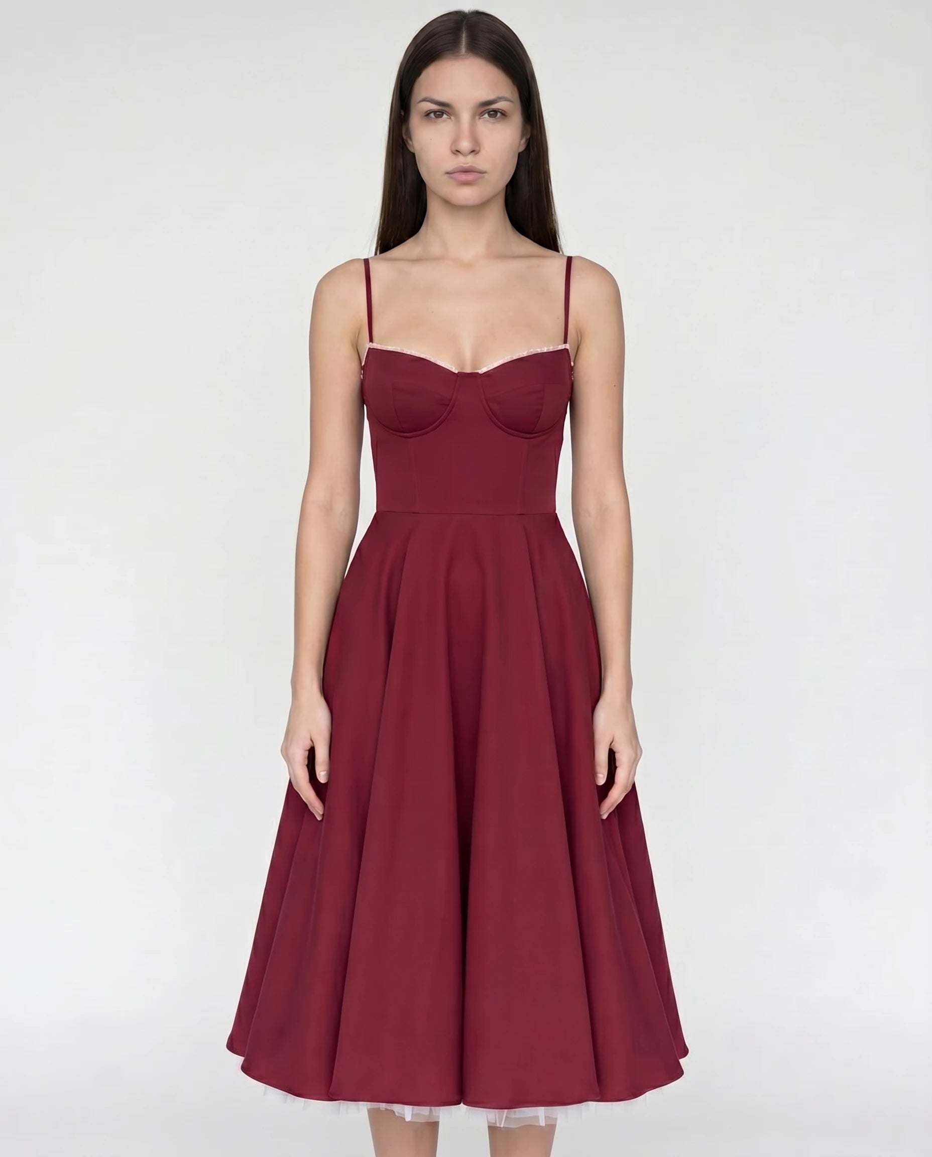 Robe Corset Tulle Céleste Bordeaux — vue 7