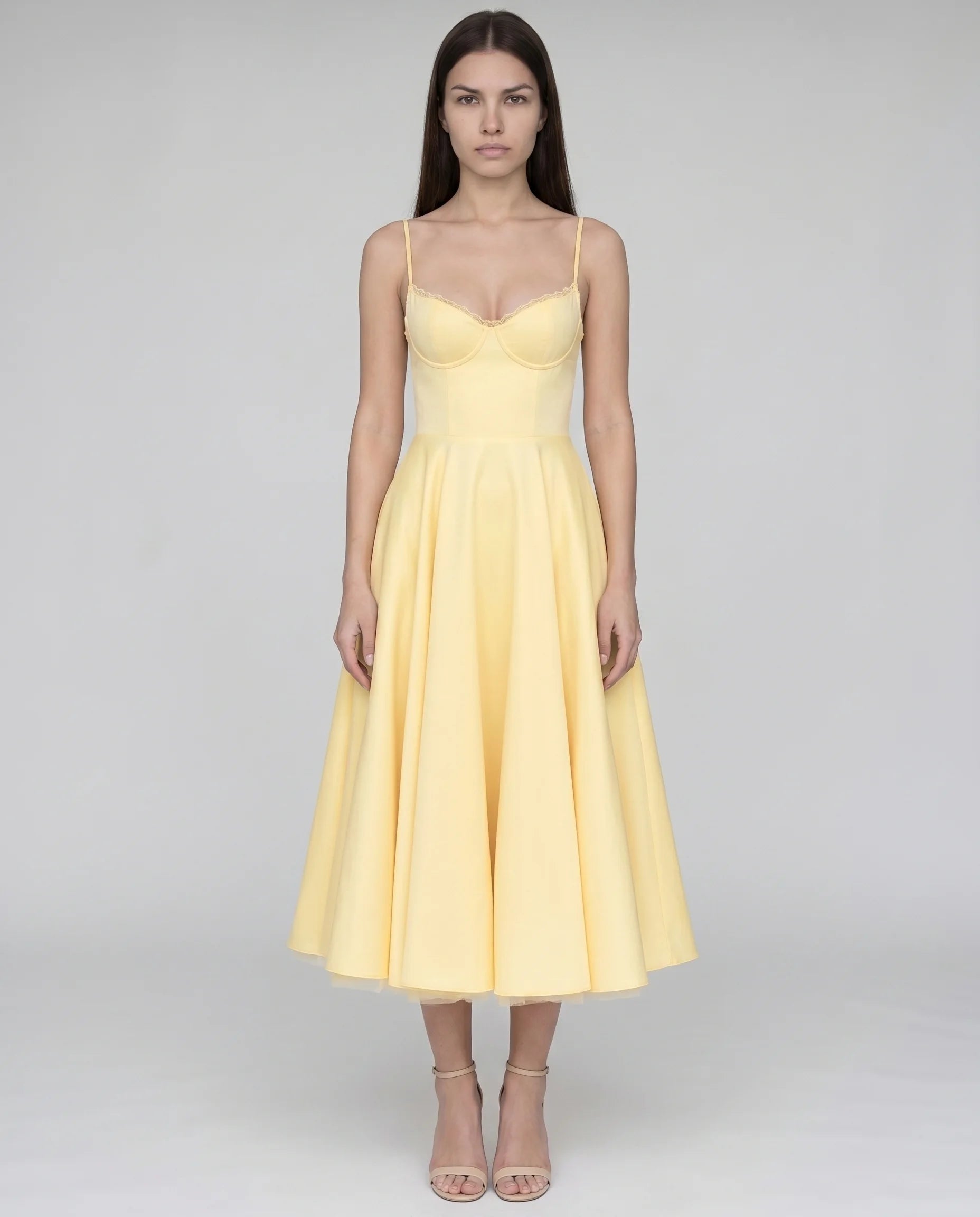 Robe Corset Tulle Céleste Jaune Beurre — vue 1