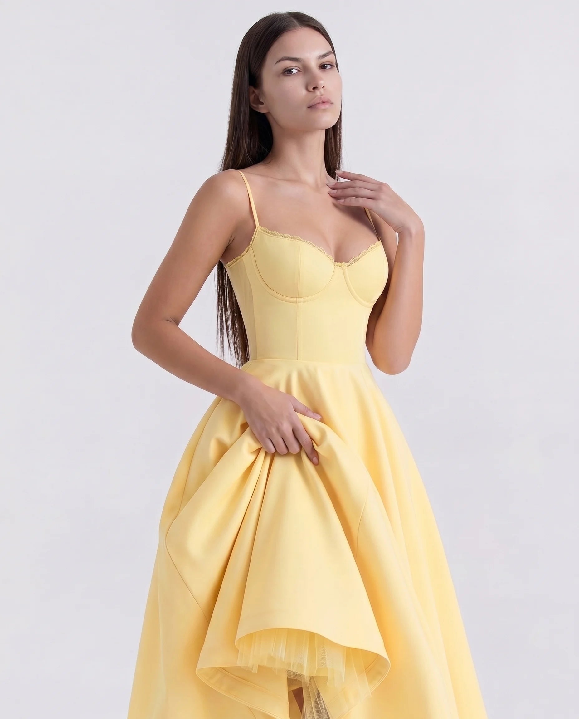 Robe Corset Tulle Céleste Jaune Beurre — vue 5