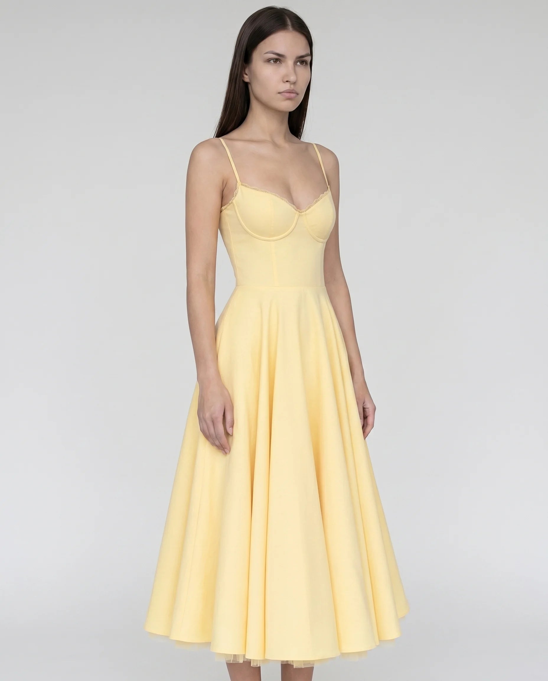 Robe Corset Tulle Céleste Jaune Beurre — vue 7
