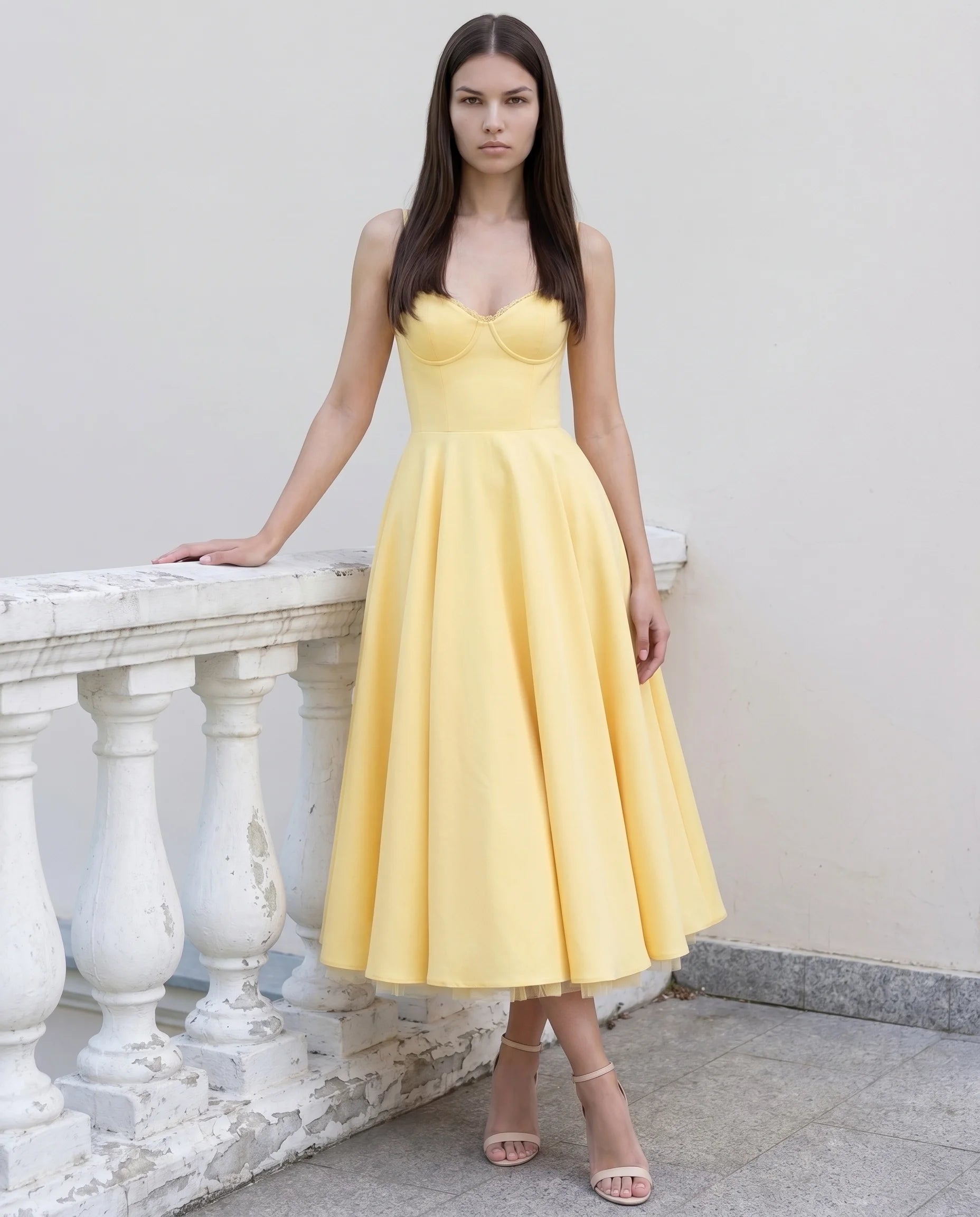 Robe Corset Tulle Céleste Jaune Beurre — vue 8