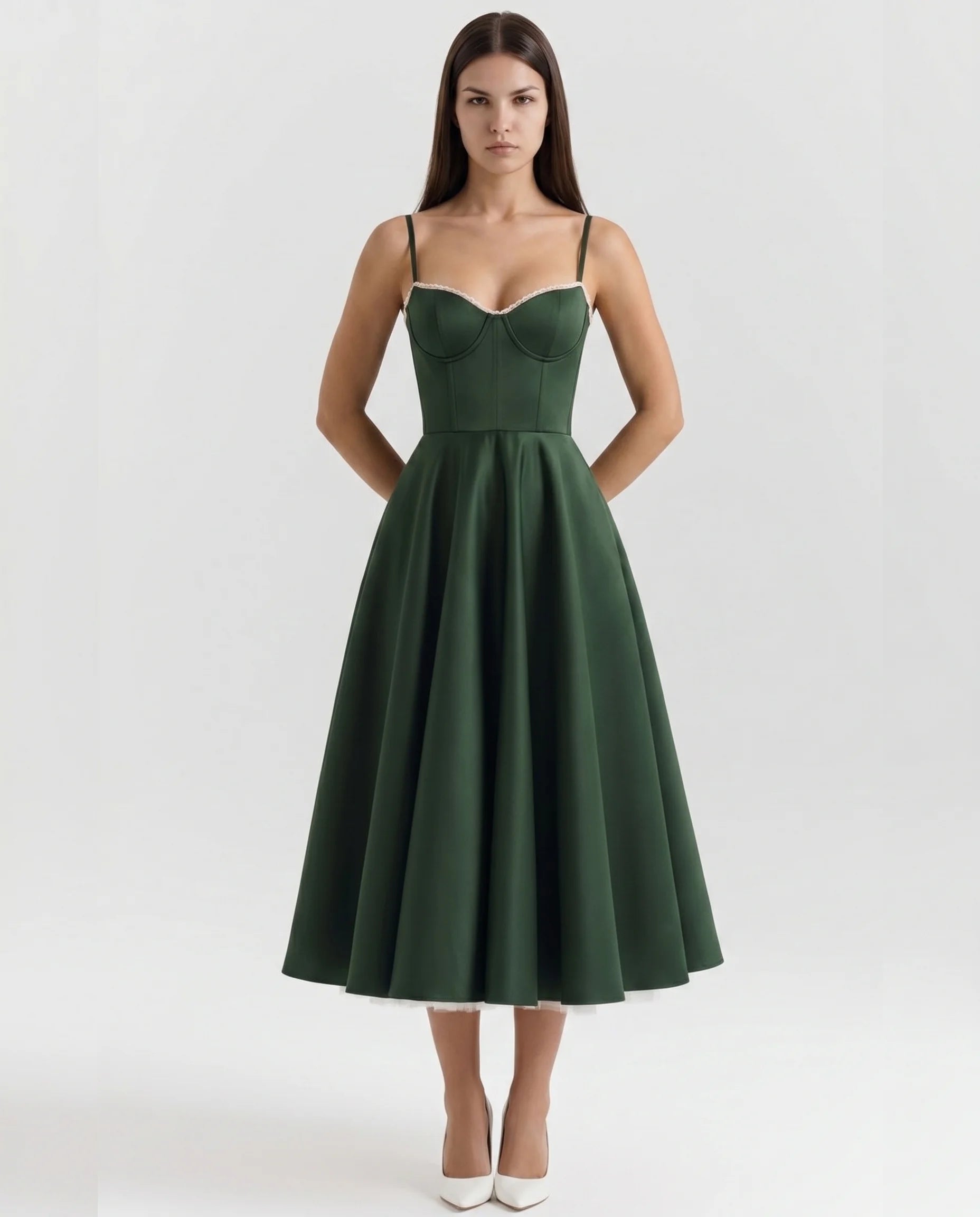 Robe Corset Tulle Céleste Vert Forêt — vue 4