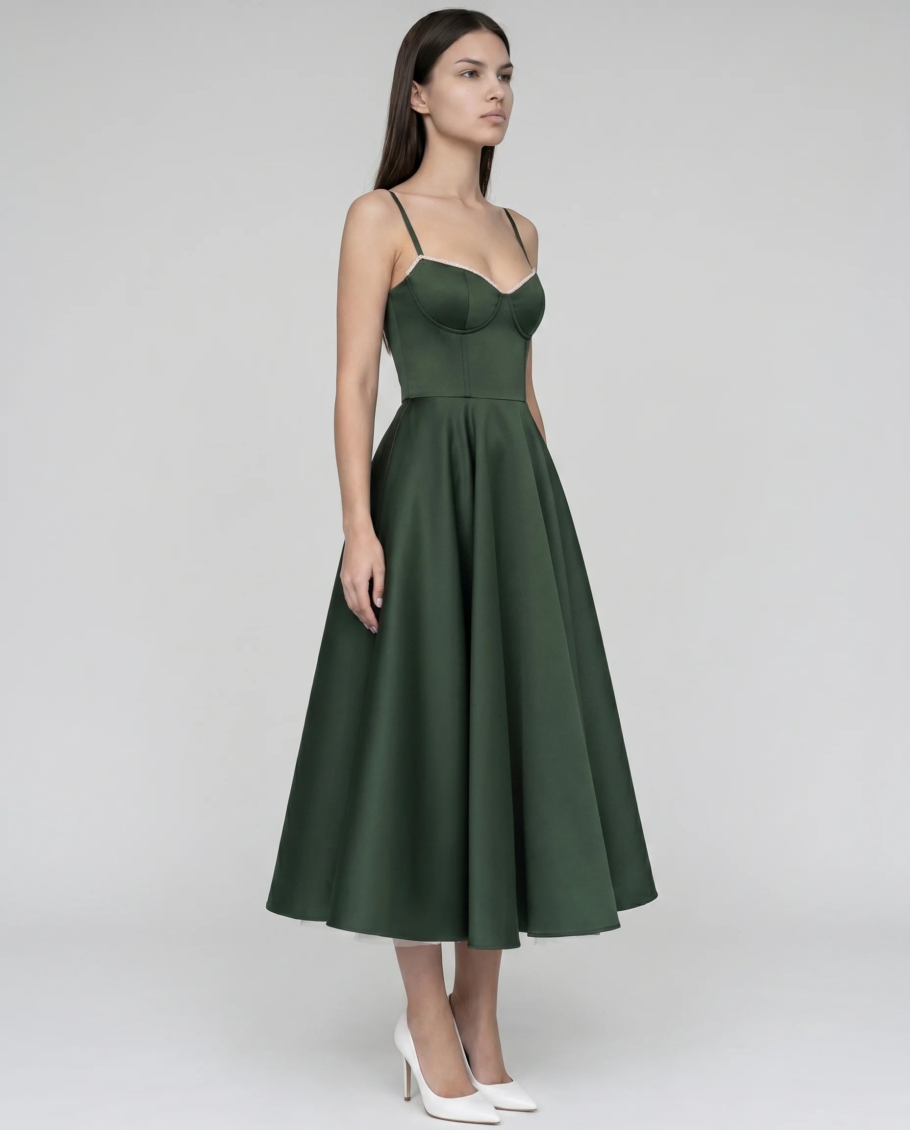 Robe Corset Tulle Céleste Vert Forêt — vue 5