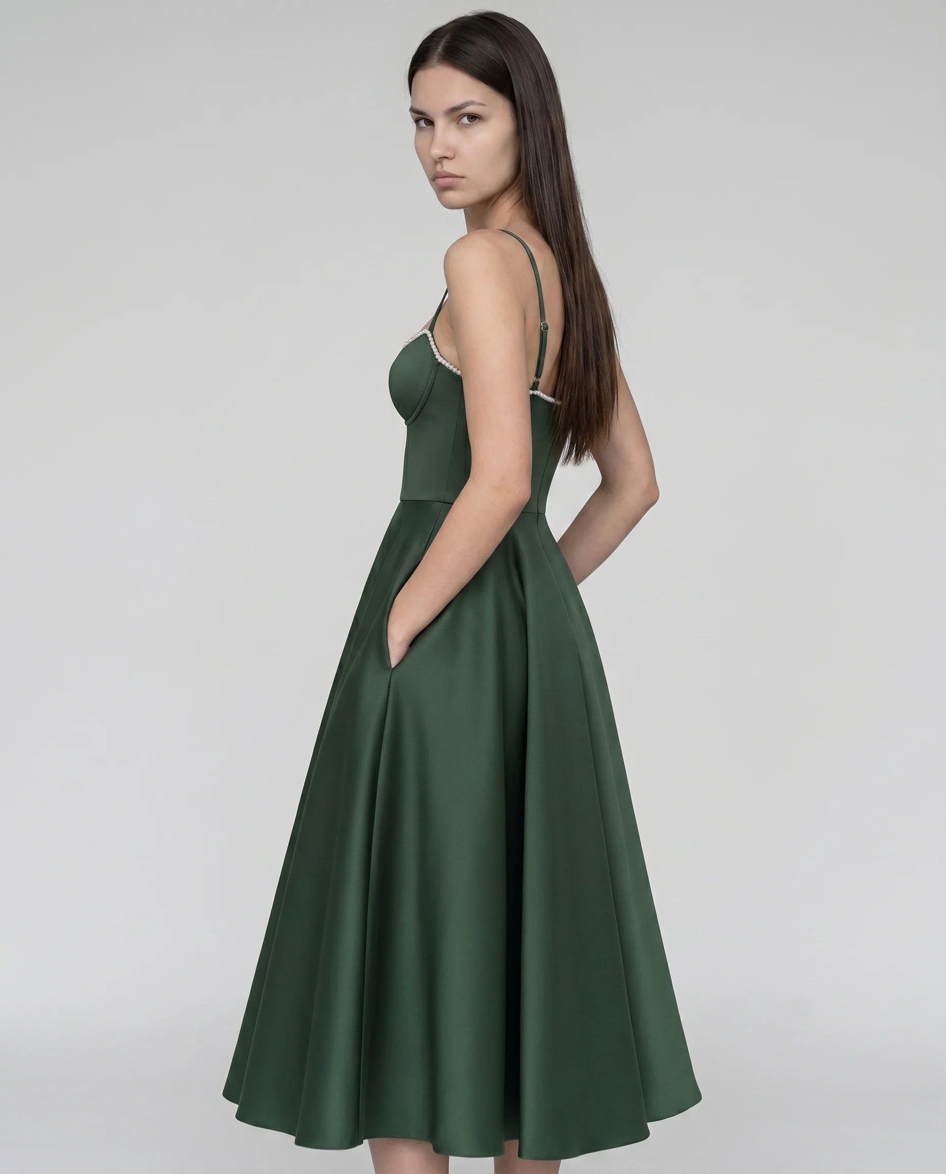 Robe Corset Tulle Céleste Vert Forêt — vue 6