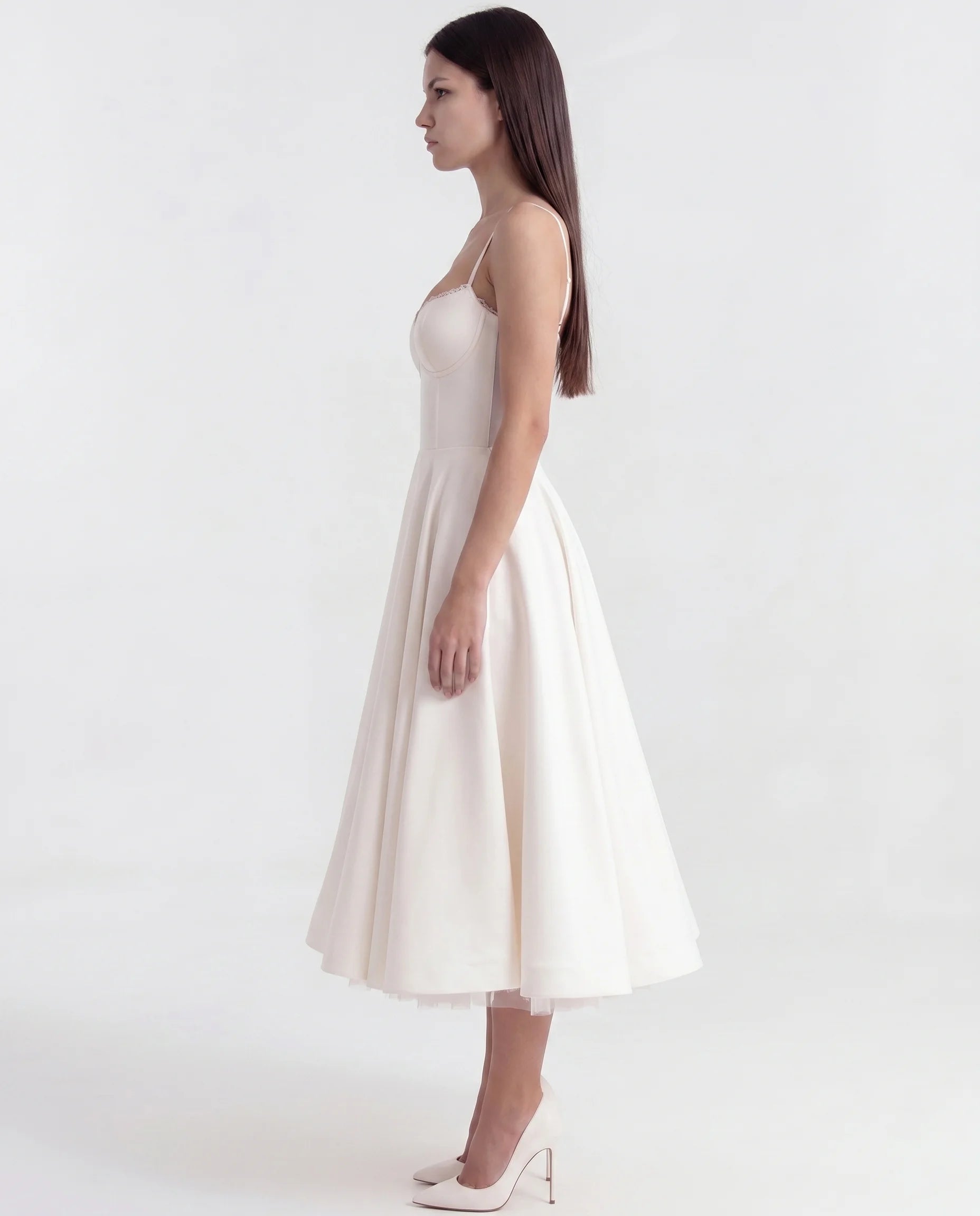 Robe Corset Tulle Céleste Blanc — profil