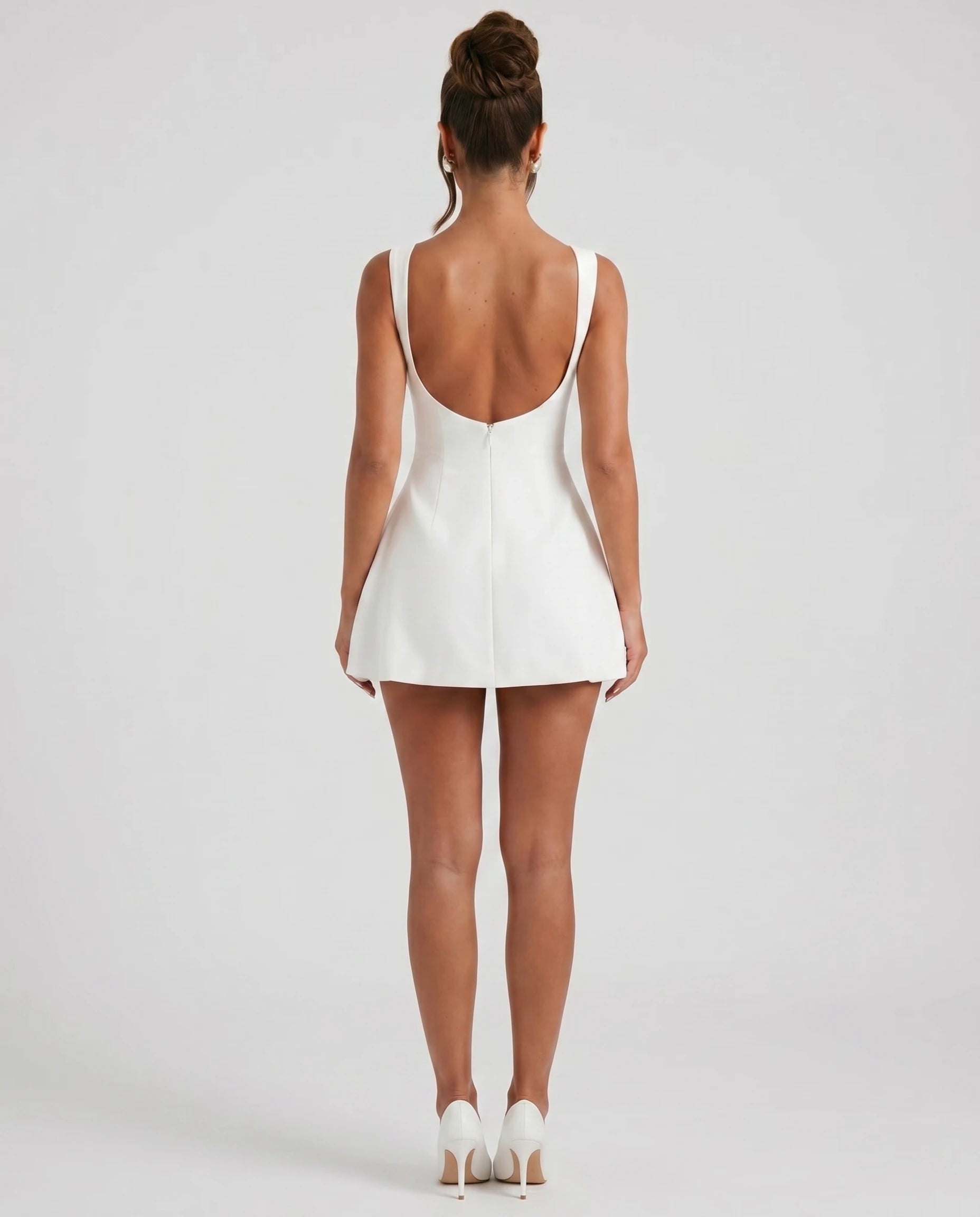 Robe blanche dos en U - Olivia