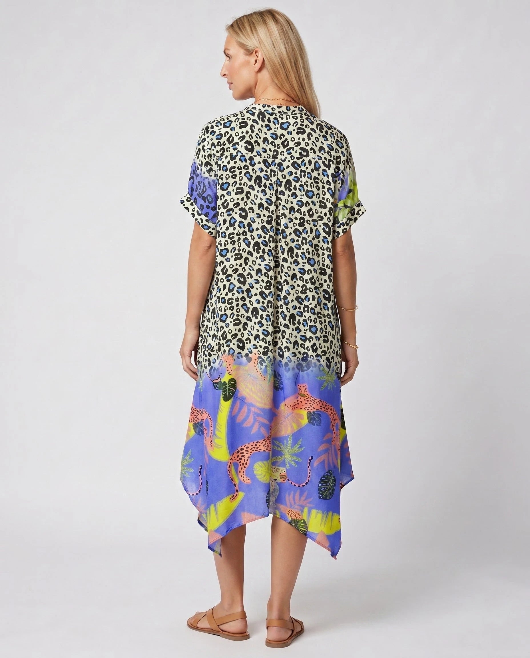 Robe d'été ample à imprimé léopard — Maïa - Léopard Bleu