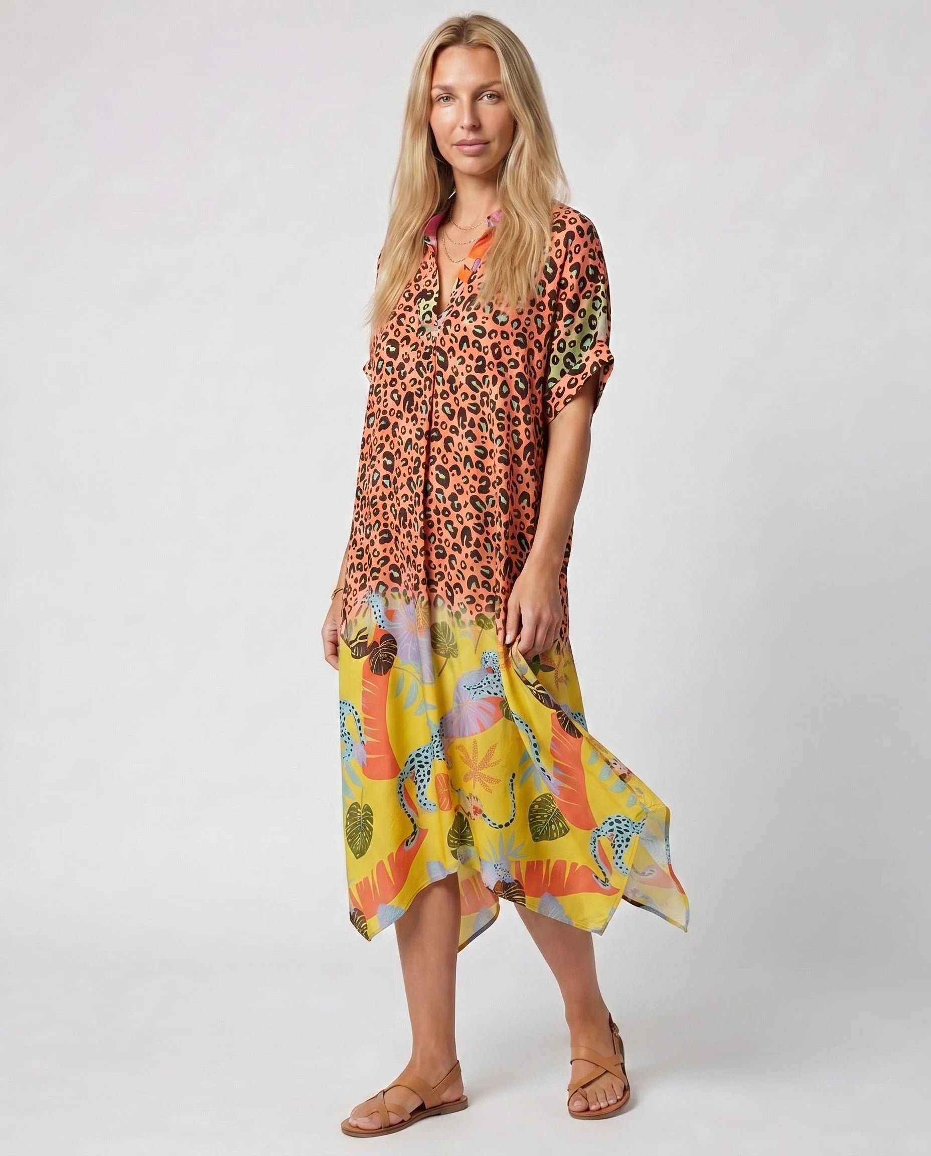 Robe d'été ample à imprimé léopard — Maïa - Léopard Jaune