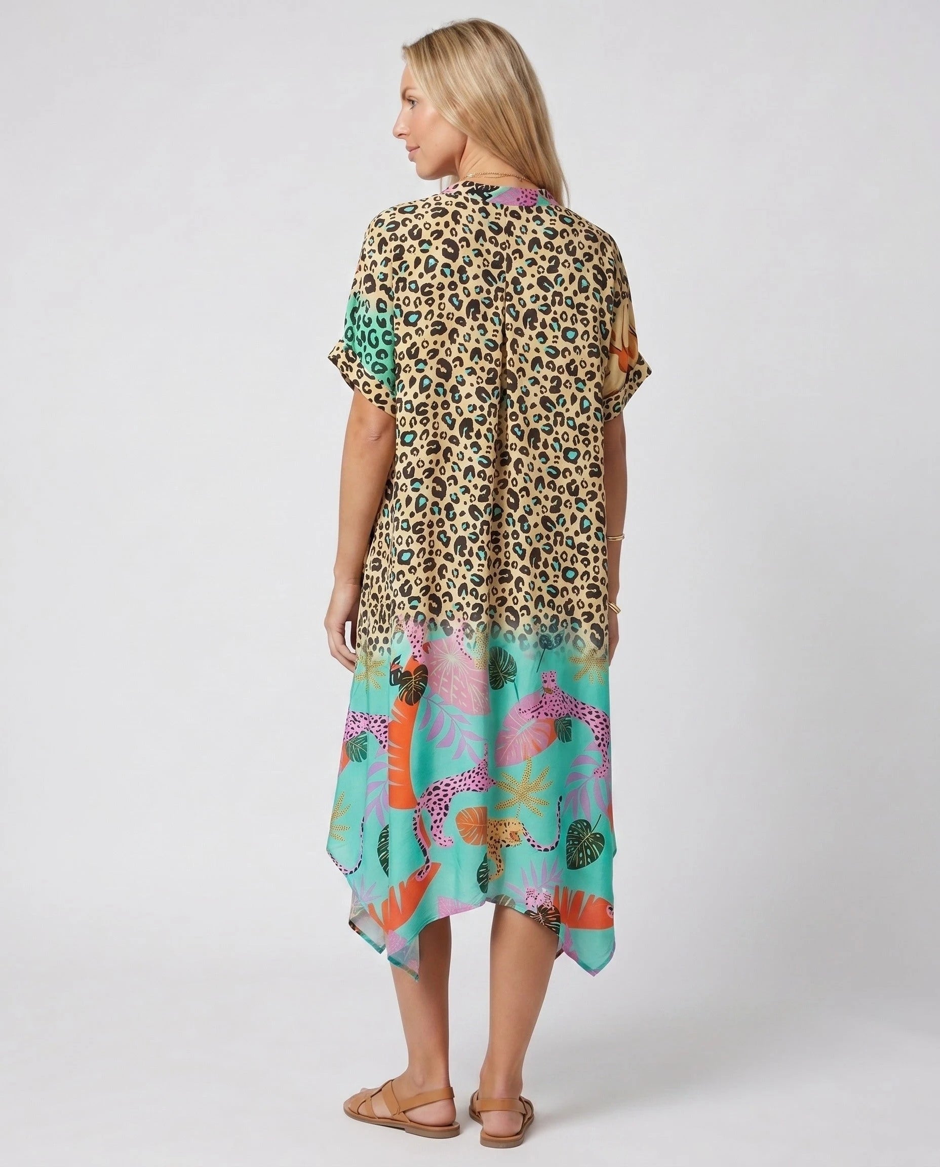 Robe d'été ample à imprimé léopard — Maïa - Léopard Turquoise