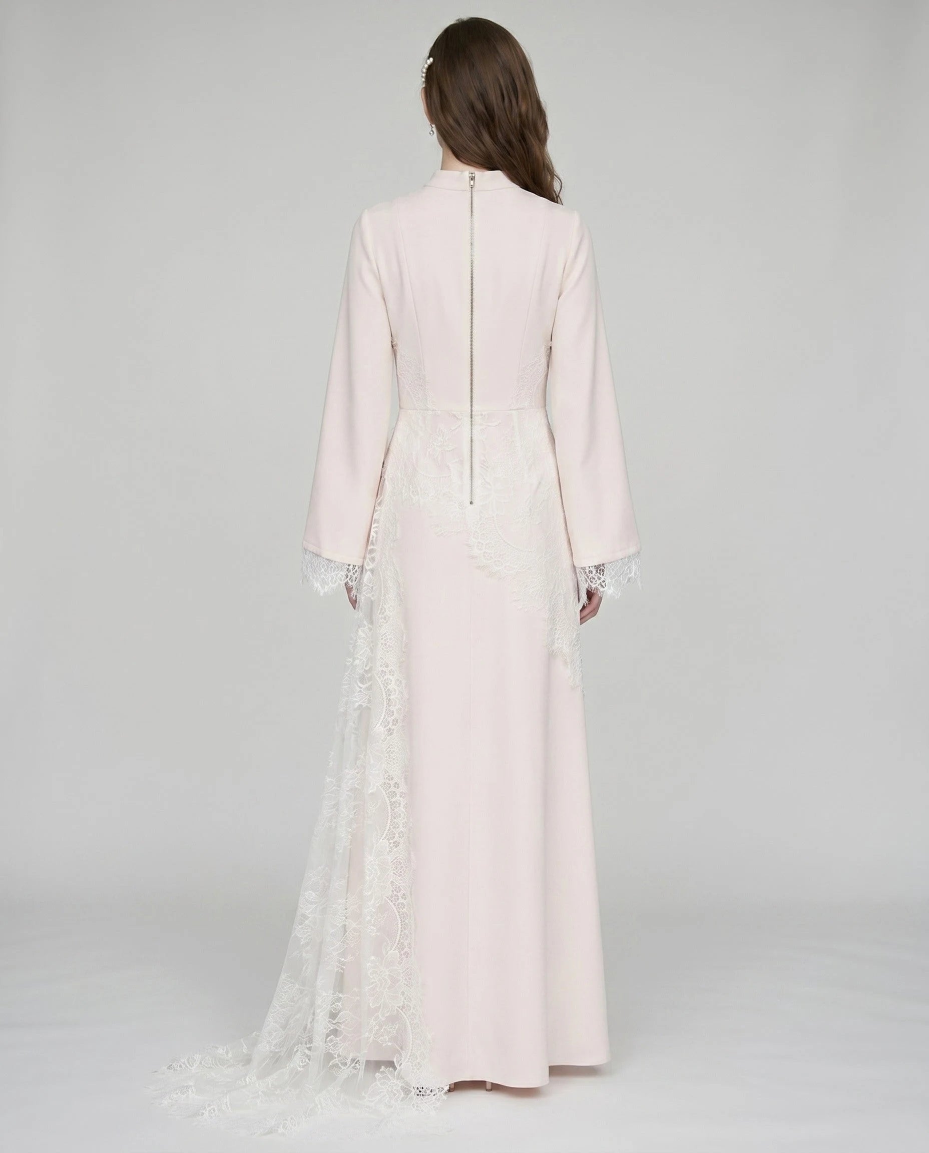 Robe longue dentelle Blanche - dos zip studio