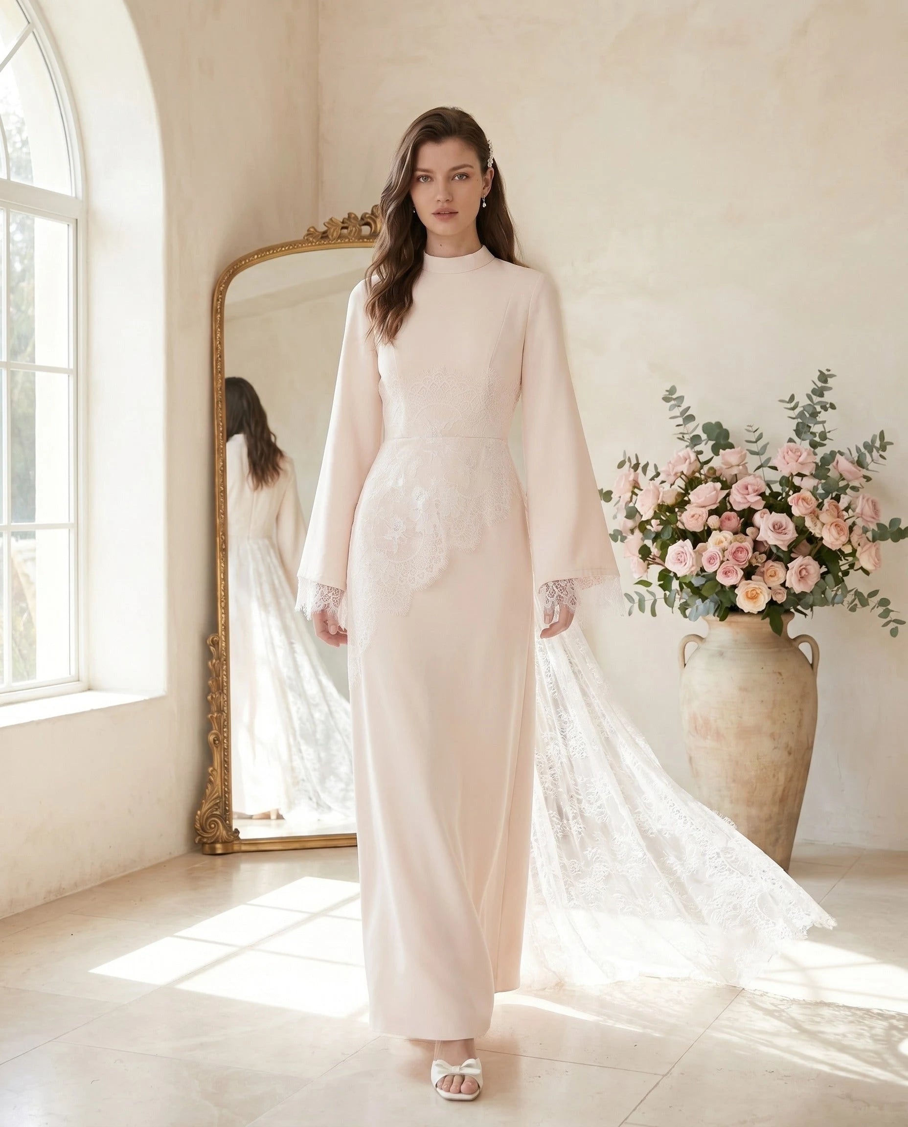 Robe longue dentelle Blanche - atelier lumineux