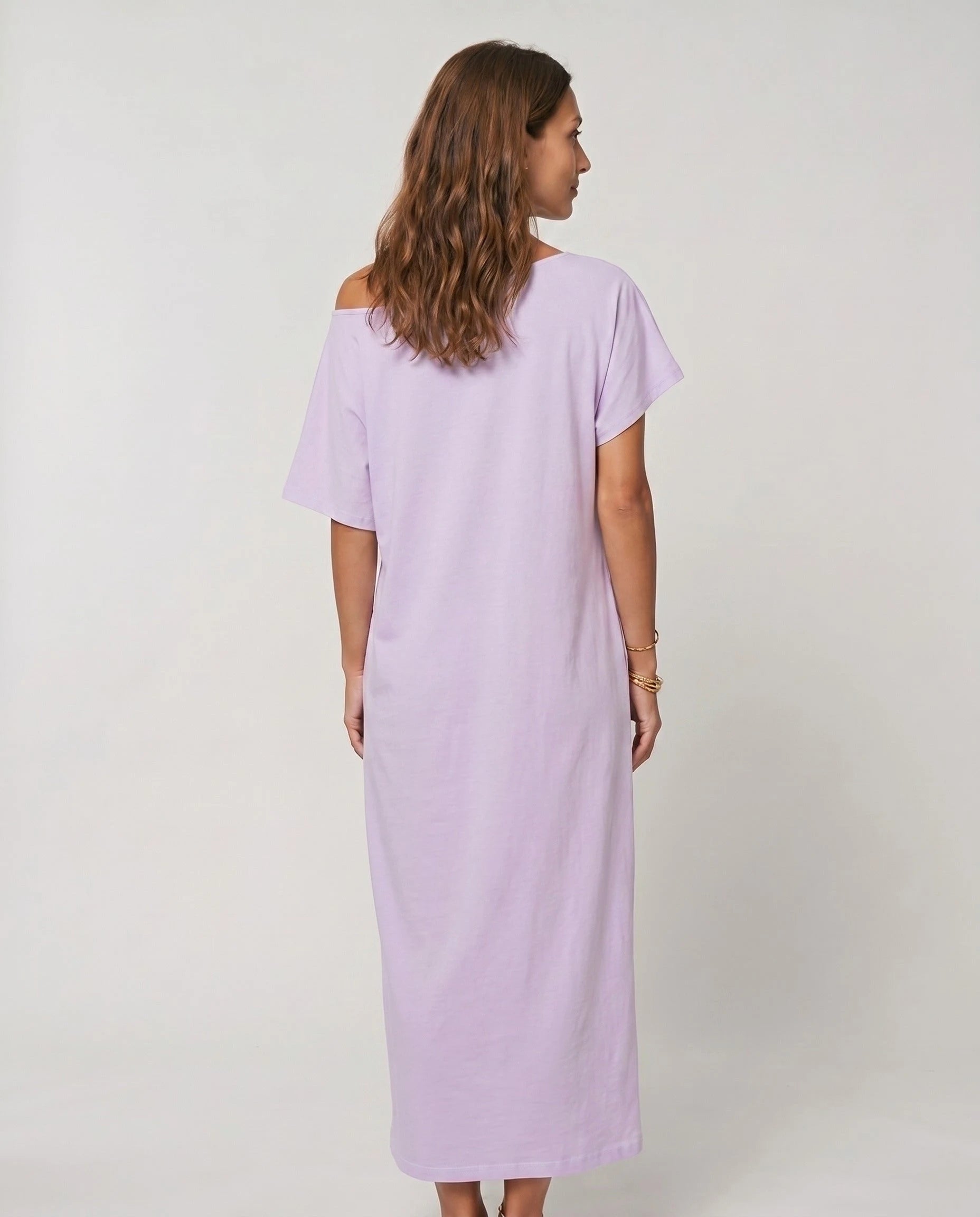 Robe longue ample en jersey - Lavande - vue 2