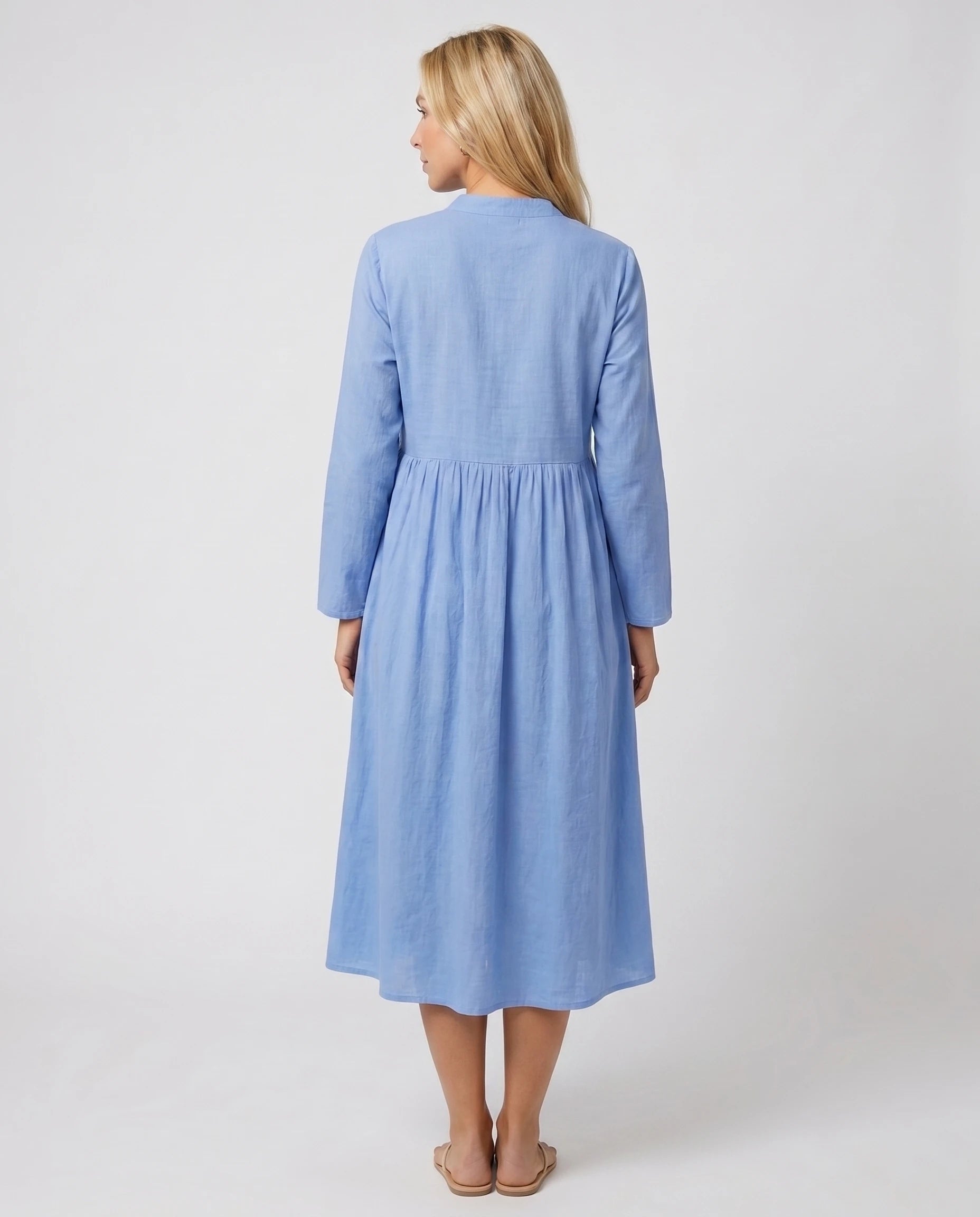 Robe midi bohème bleu ciel Juliette, dos
