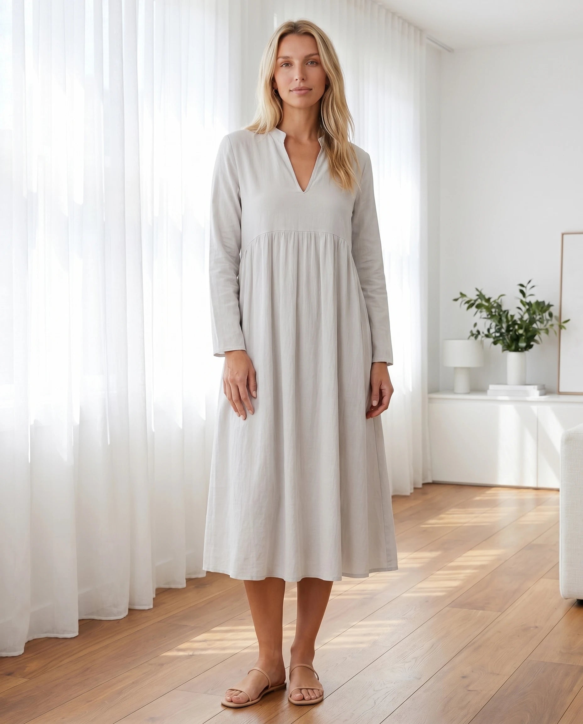 Robe midi bohème gris perle Juliette, intérieur