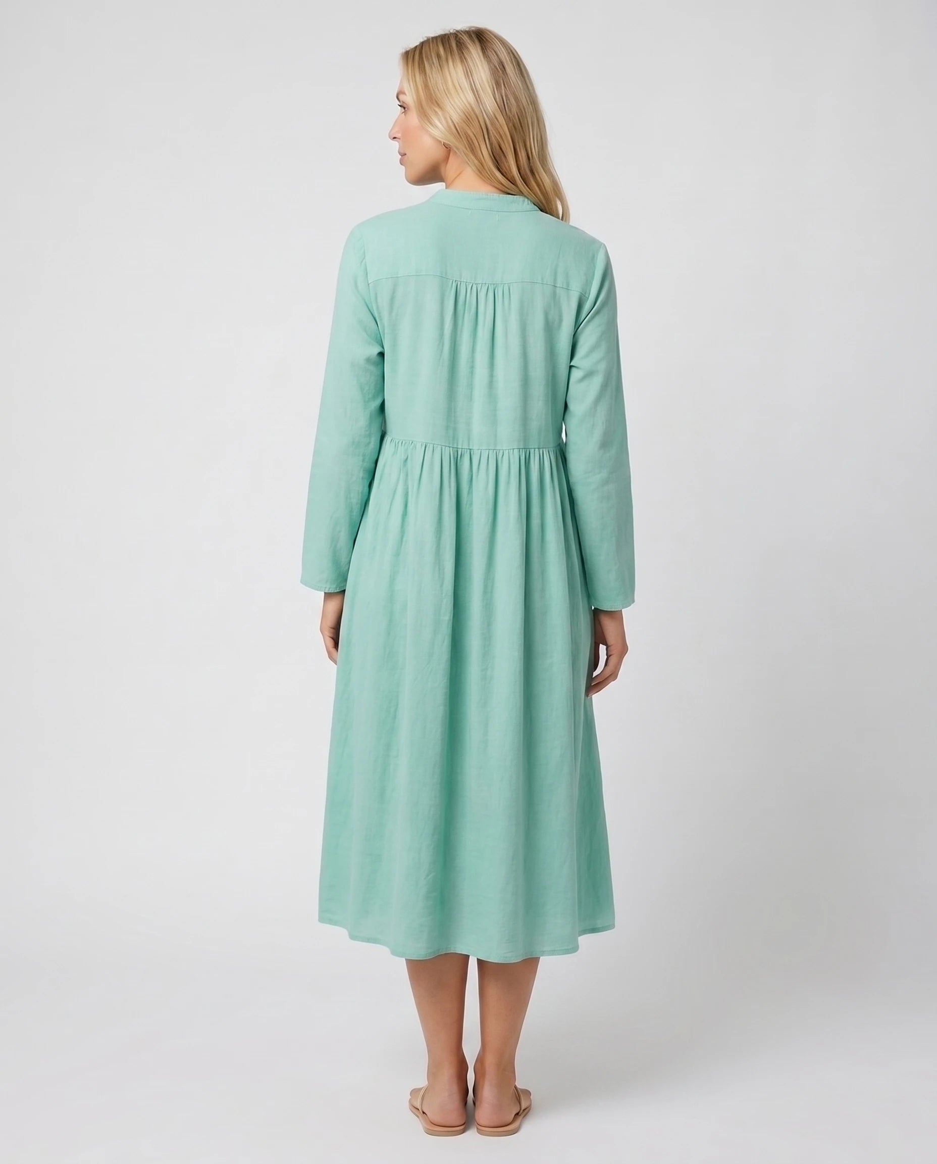 Robe midi bohème vert d'eau Juliette, dos
