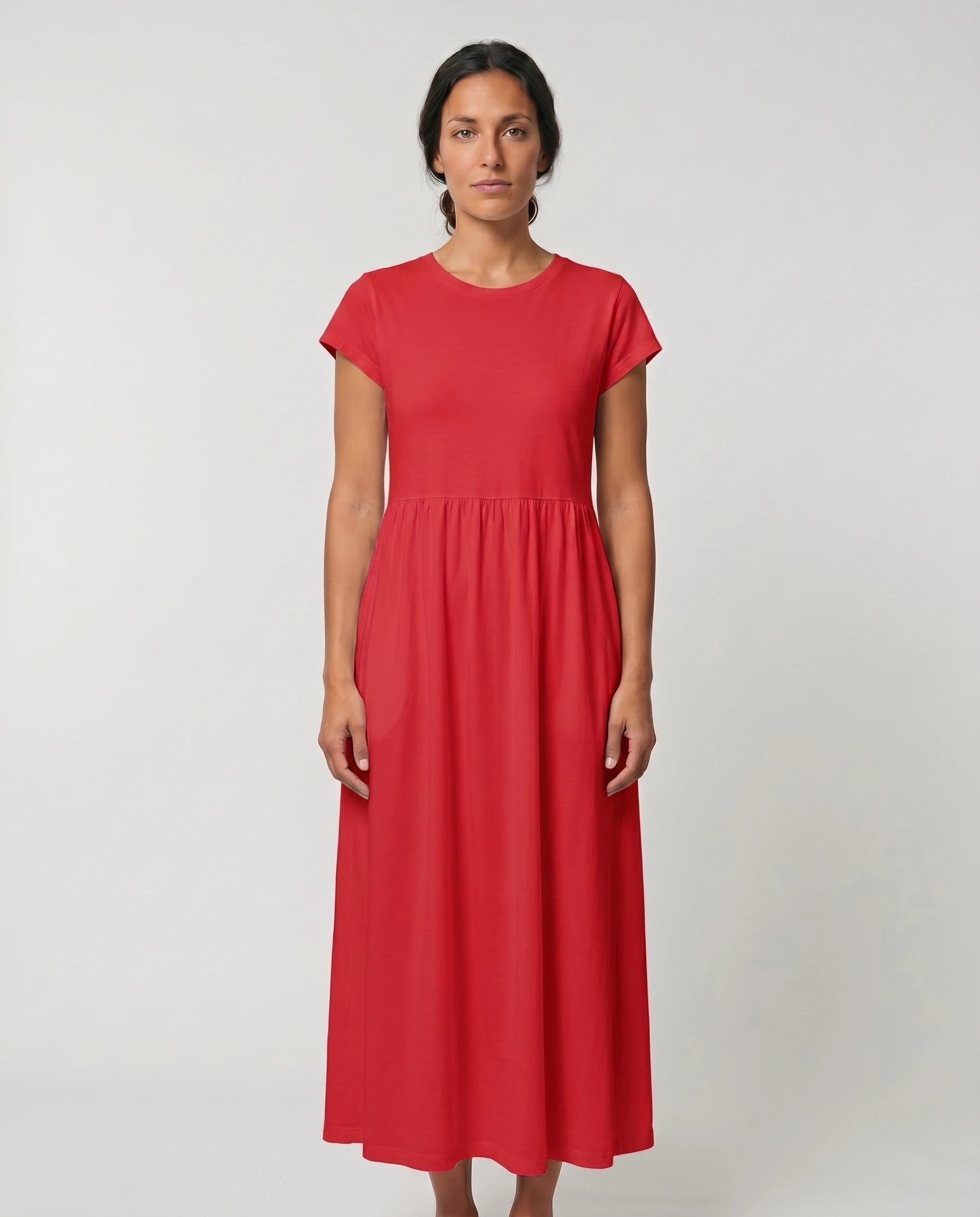 Robe longue en coton rouge - Zolena