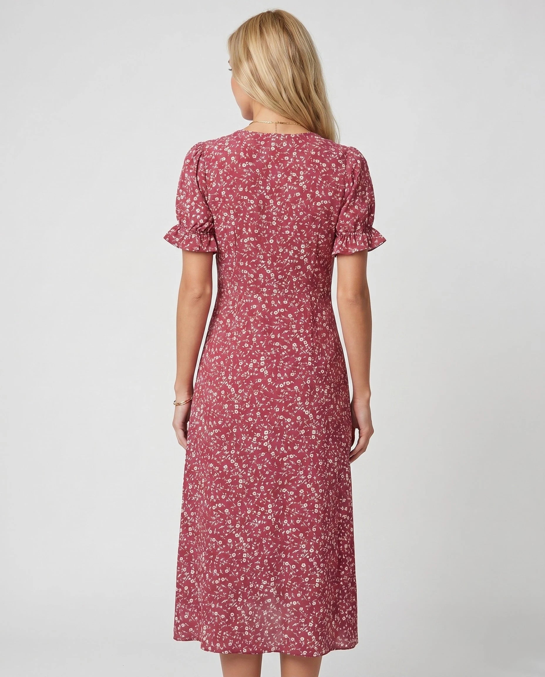 Robe portefeuille fleurie Rouge Framboise Zolena