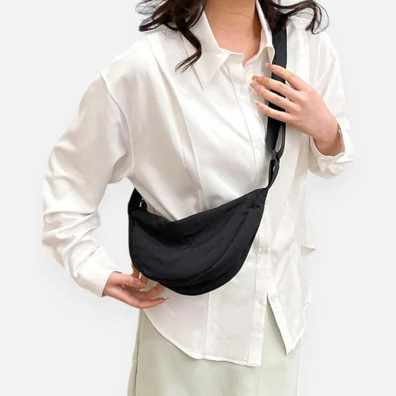 Sac à main banane demi-lune en tissu tendance Émilienne