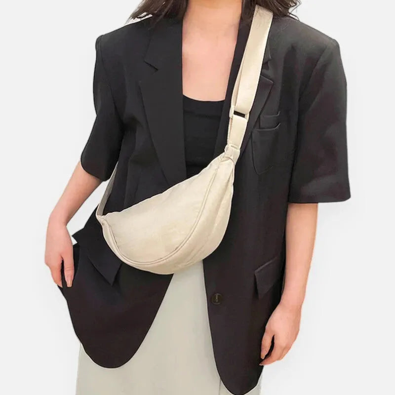 Sac à main banane demi-lune en tissu tendance Émilienne
